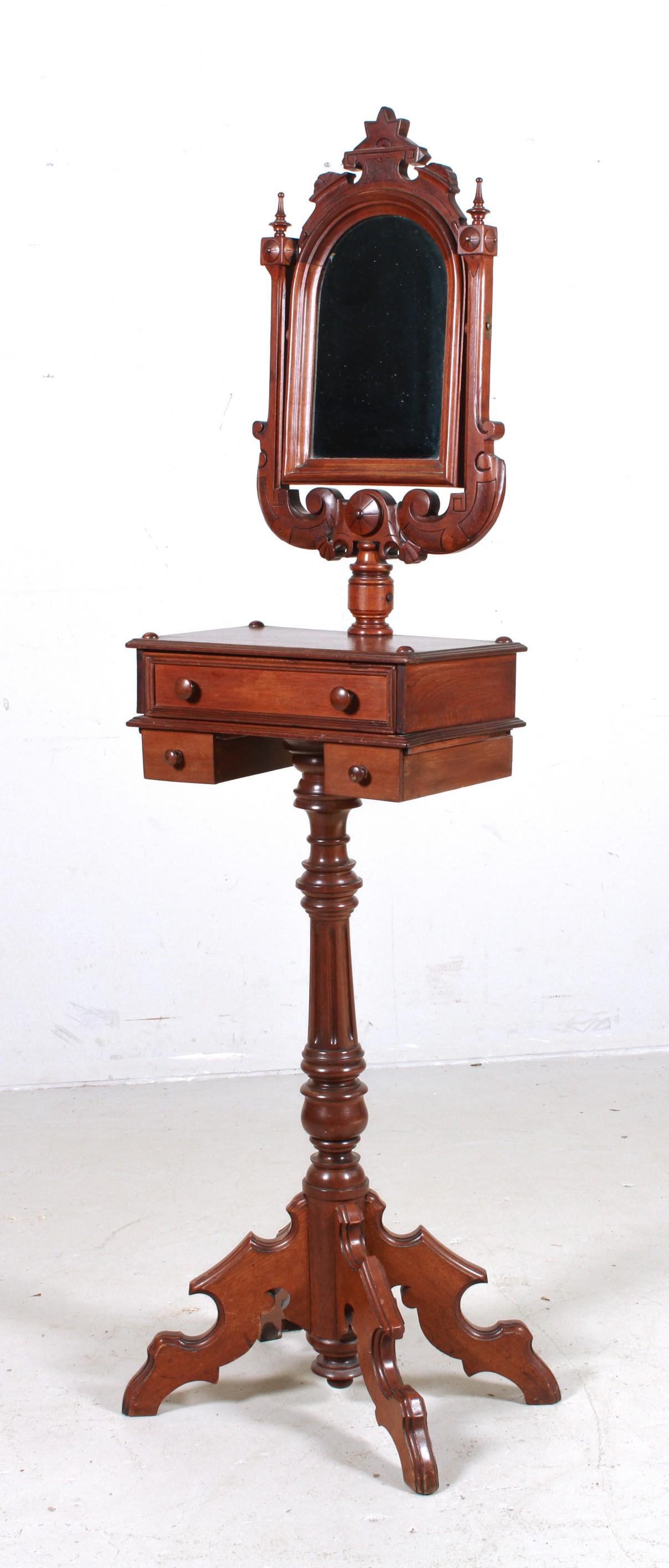 Victorian mahogany shaving mirror on stand (1 of 4)