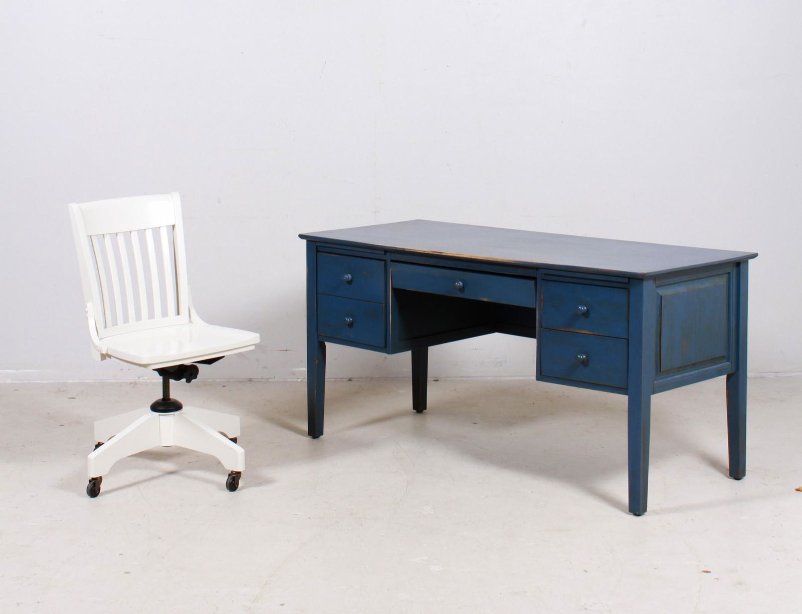 Ron Fisher Blue painted desk, white painted desk chair (1 of 7)