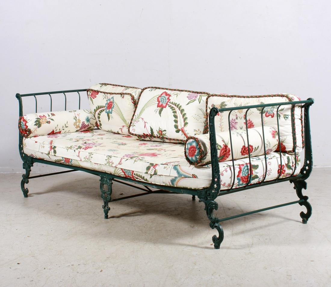 Victorian green painted metal daybed (1 of 6)