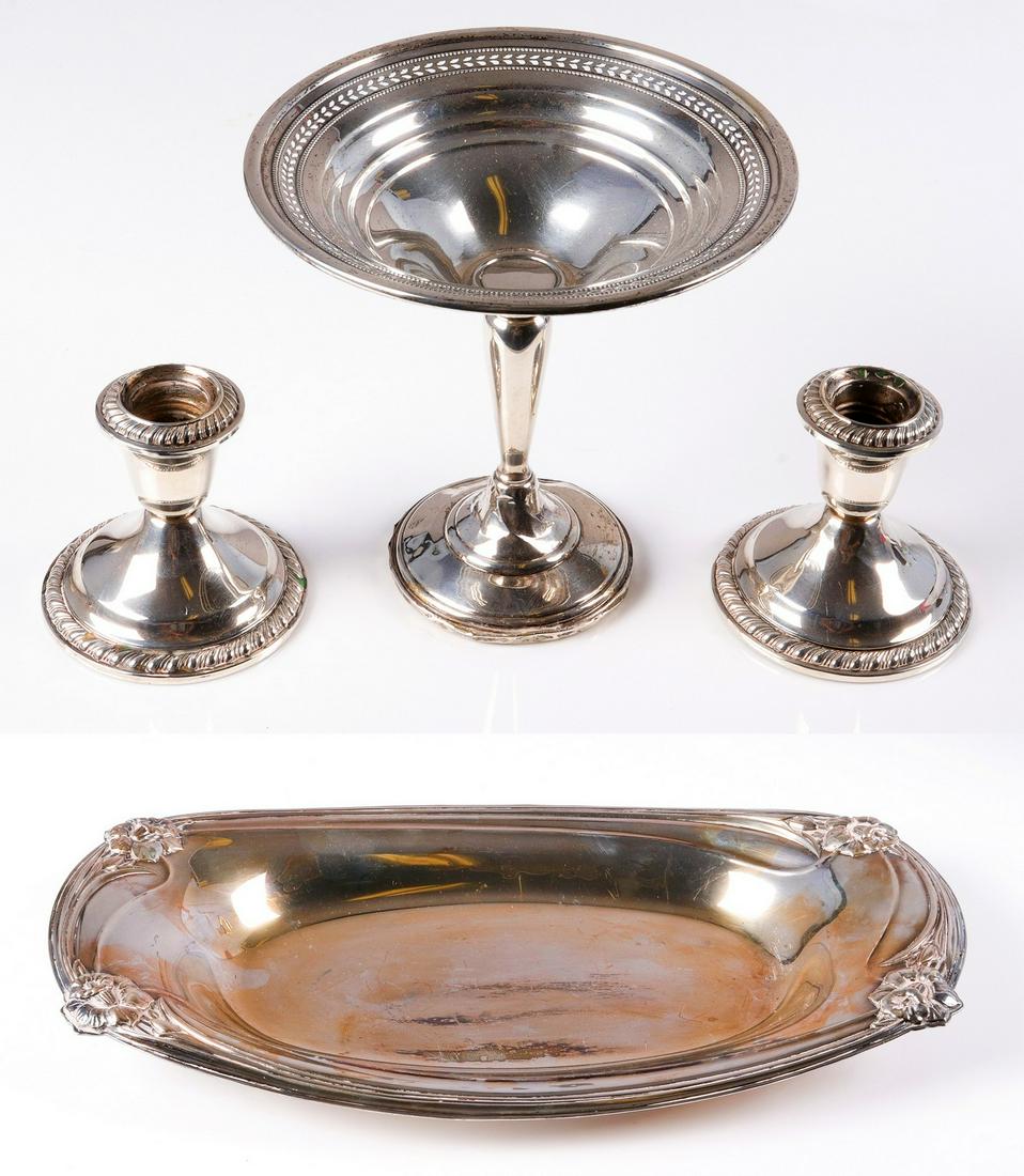 Sterling Weighted Compote and Candlesticks (1 of 3)