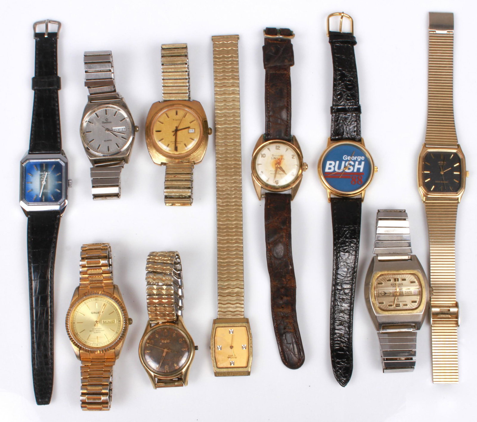 (10) Pc Lot of Men's Watches: (10) Pc Lot of men's vintage watches. Seiko, Bulova and others