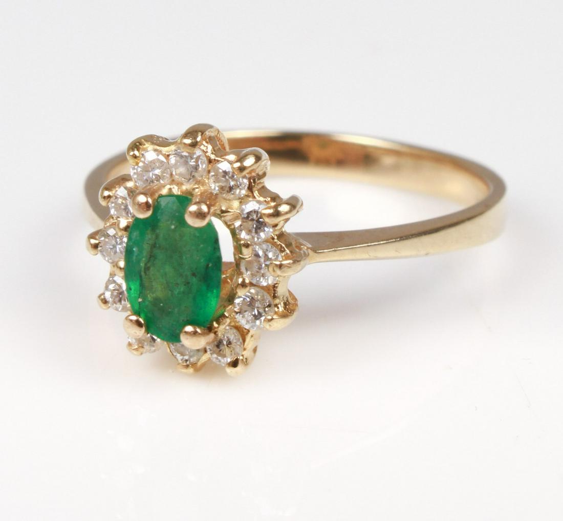 14K YG Emerald and Diamond Ring (1 of 3)