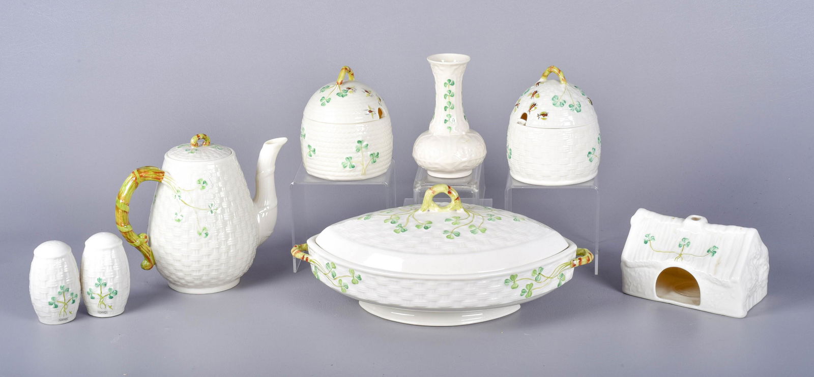 (8) Pcs Belleek Shamrock Tableware (1 of 1)