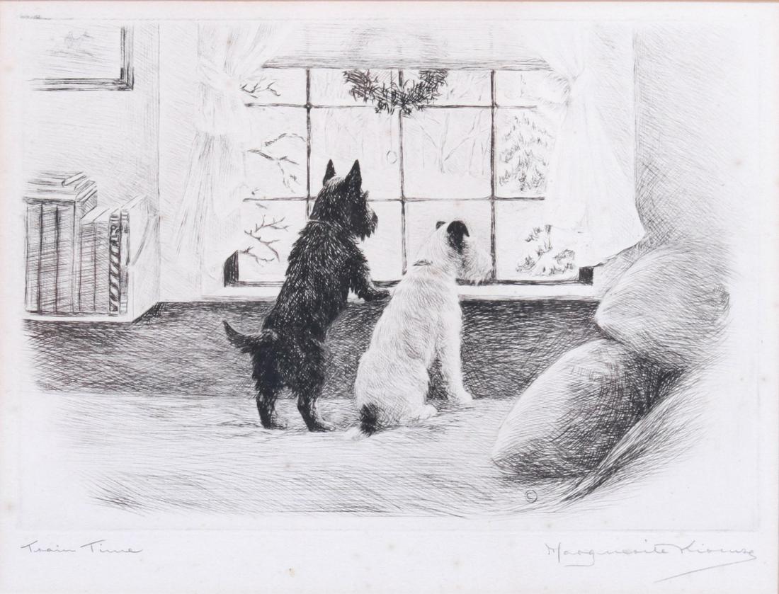 Marguerite Kirmse Etching "Train Time" (1 of 5)