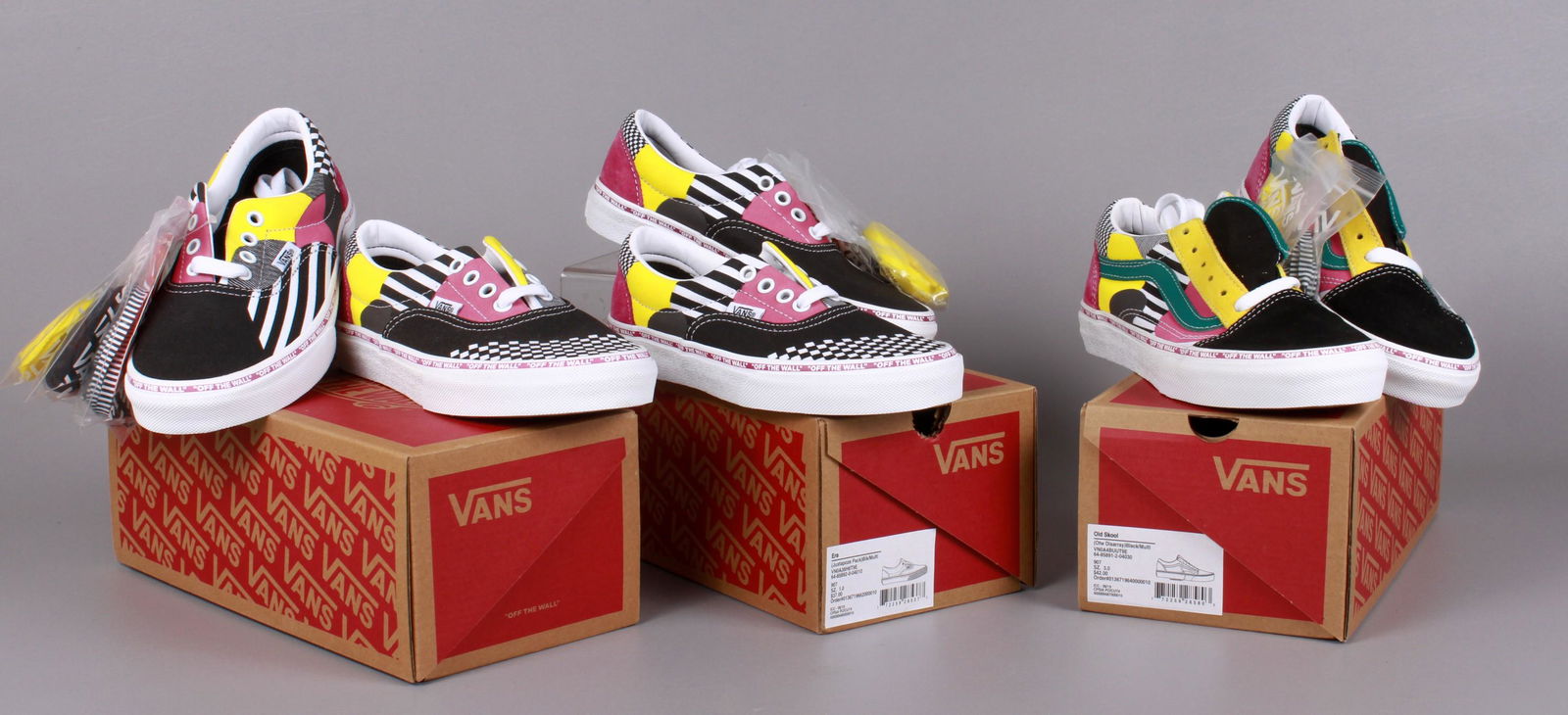 (3) Pair NIB Vans Sneakers: (3) Pair NIB Vans sneakers to include Era Juxtapoze Pack sneakers, size 1, Old Skool OTW DIsarray sneakers, size 3 and Juxtapoze Pack sneakers size 3.