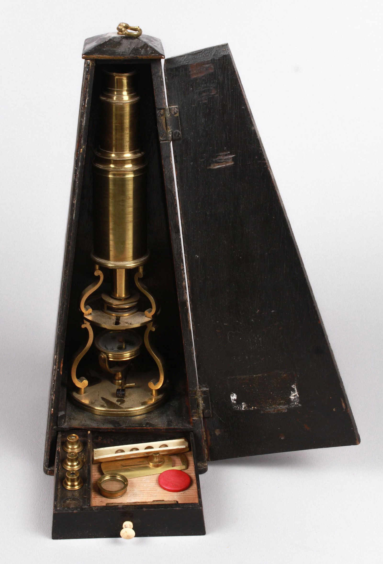 Compound Brass Microscope in Lacquered Box (1 of 5)