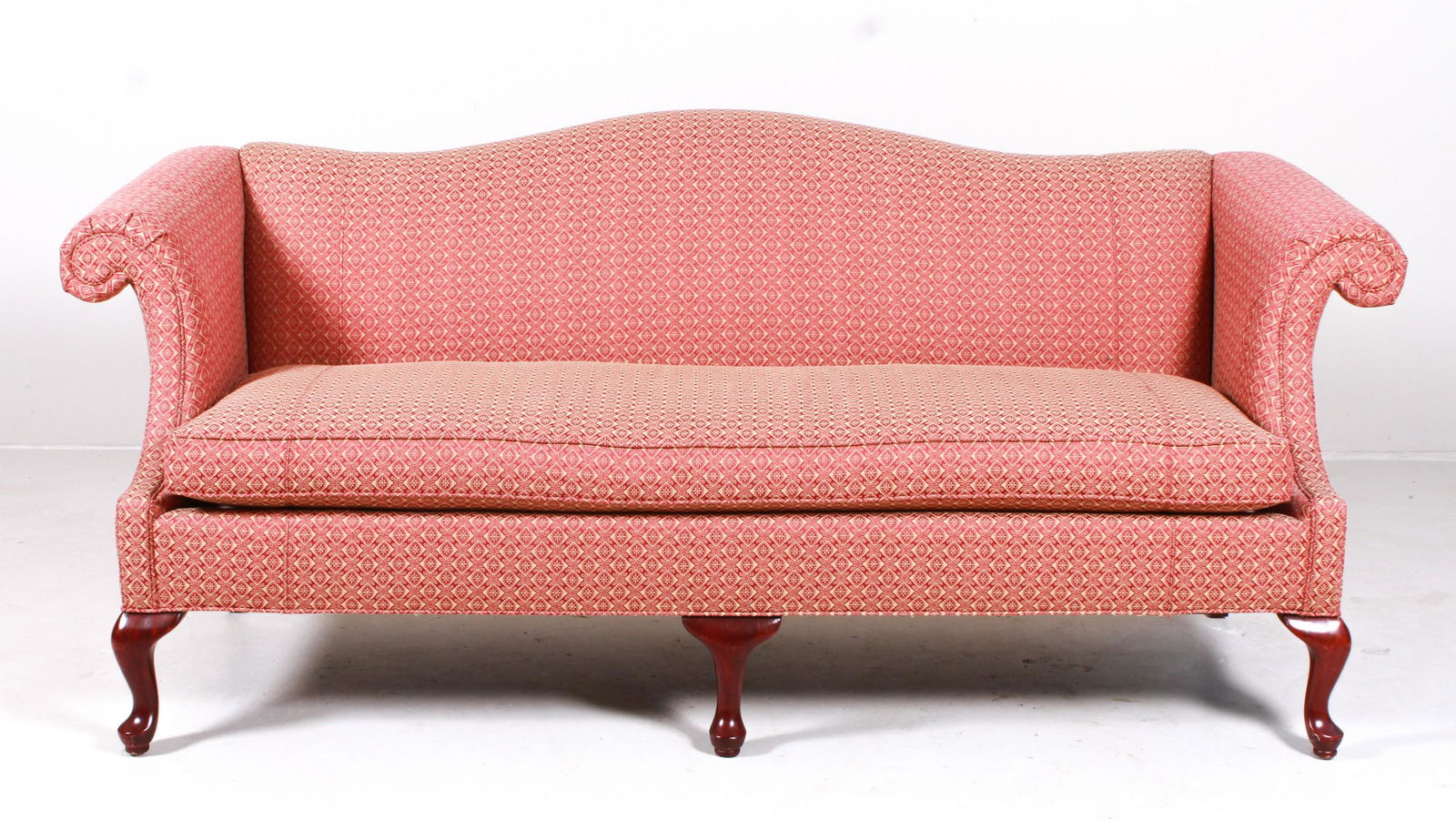 Fairfield Queen Anne style upholstered camelback sofa (1 of 2)