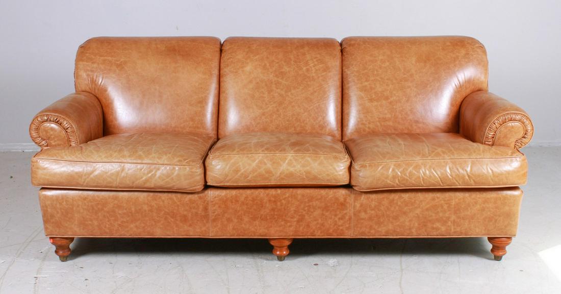 Ethan Allen brown leather sofa (1 of 2)