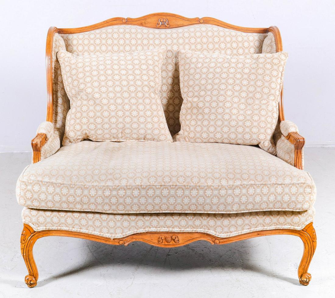 Carved Fruitwood Finished Louis XV Style Settee (1 of 1)
