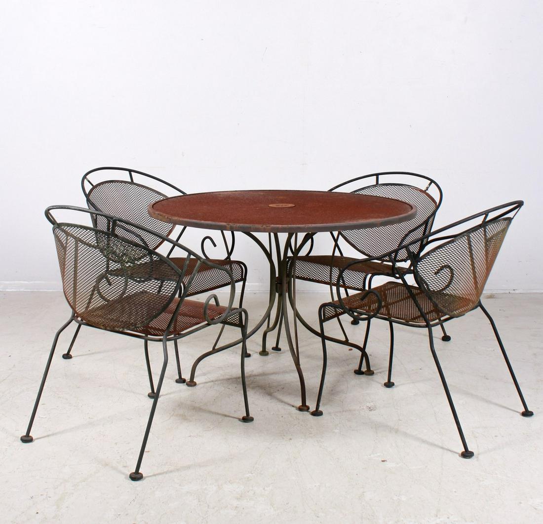 (5) pc Woodard wrought iron mesh patio dining set (1 of 5)