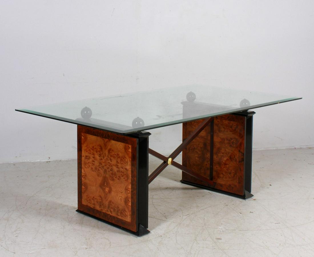 Directoire style burl walnut and ebonized glass top (1 of 3)