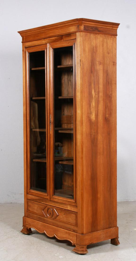 Victorian style cherry two door bookcase (1 of 2)
