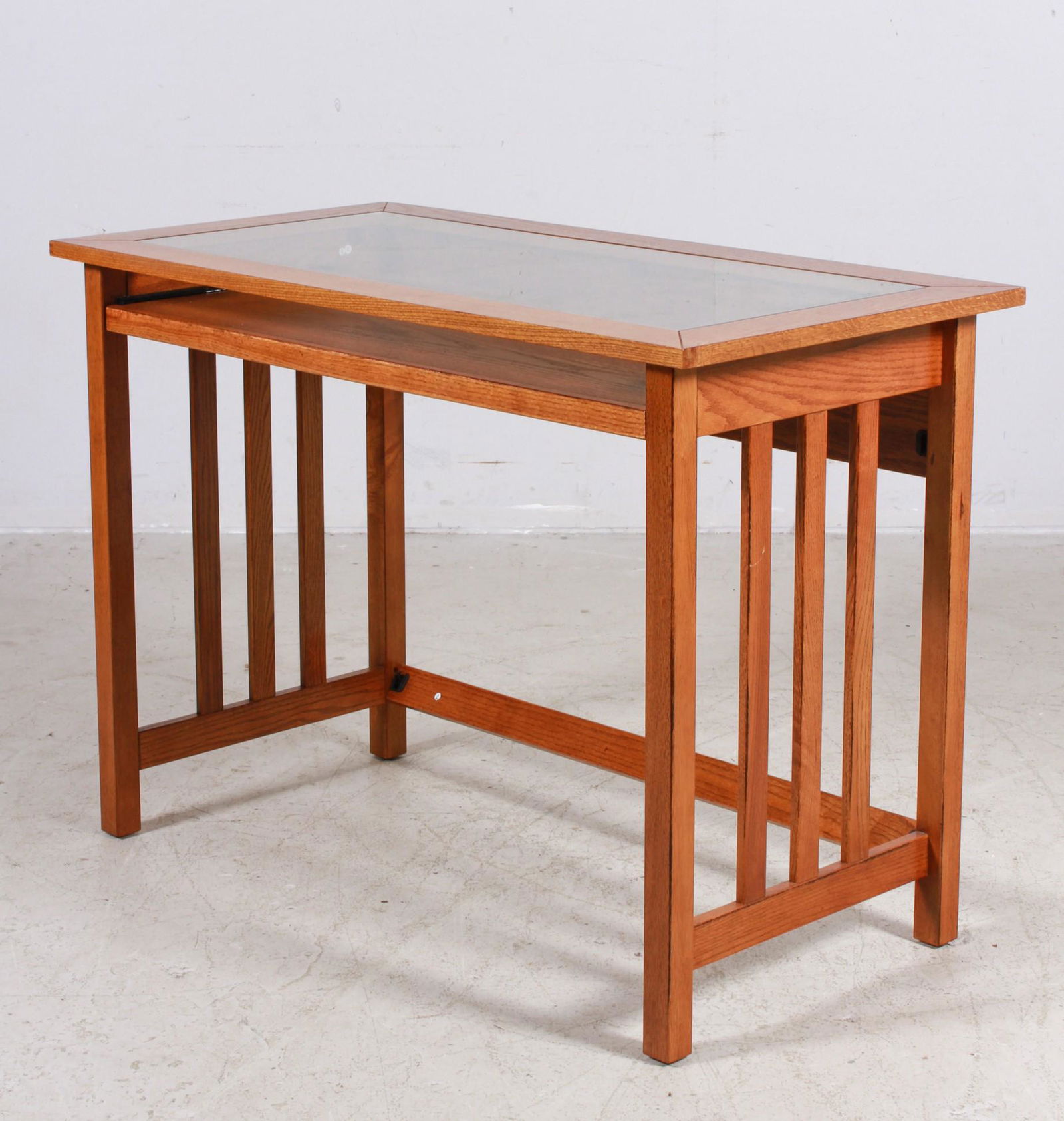 Mission Oak style glass top desk (1 of 4)