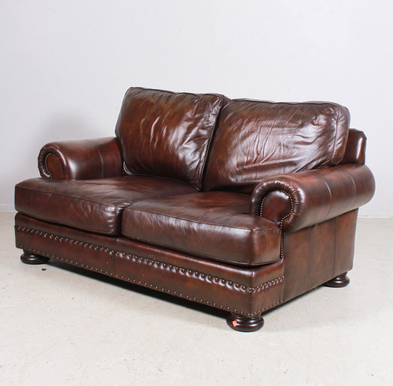 Bernhardt brown leather loveseat (1 of 4)