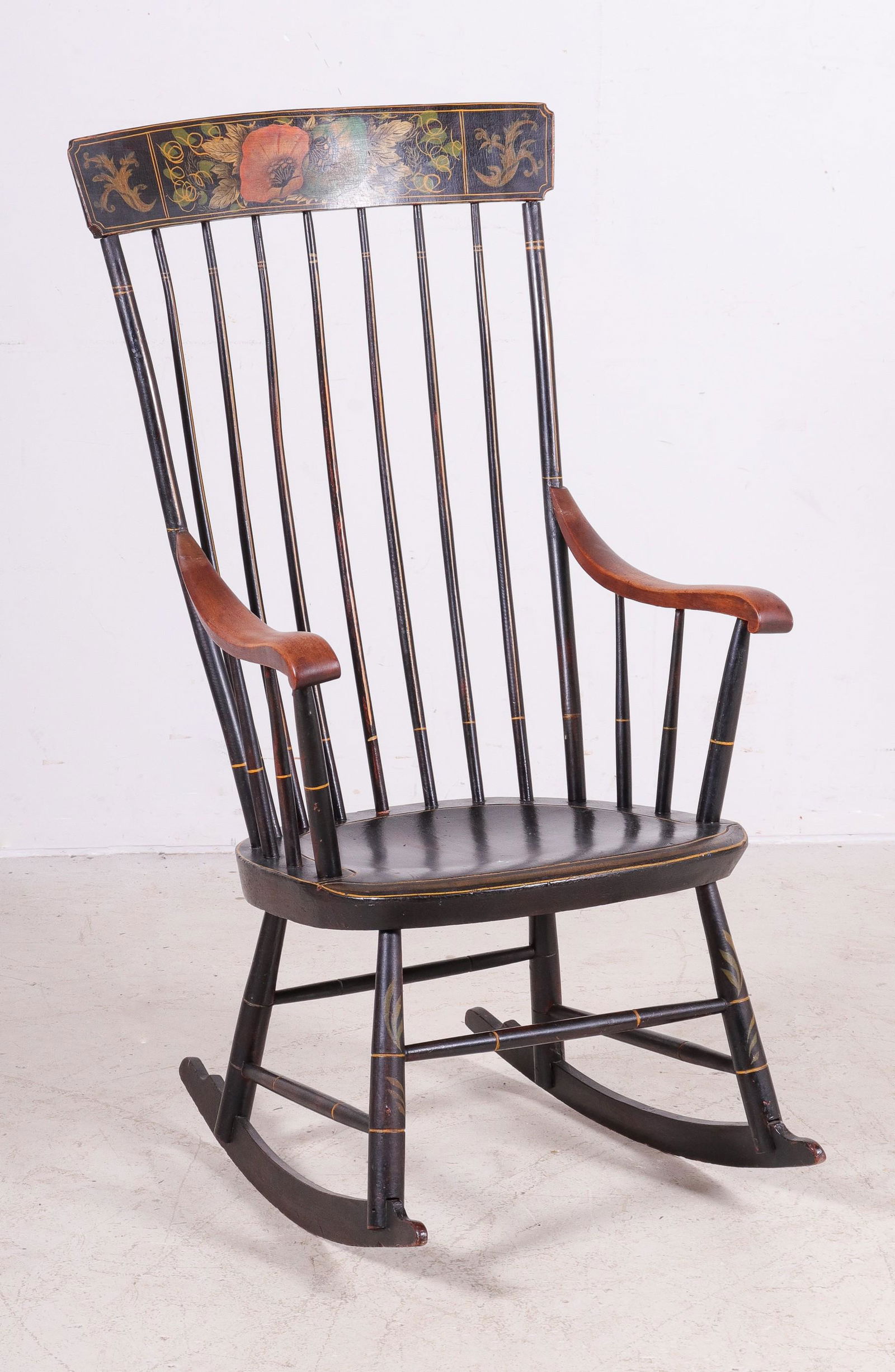 Black painted and stenciled rocker (1 of 2)