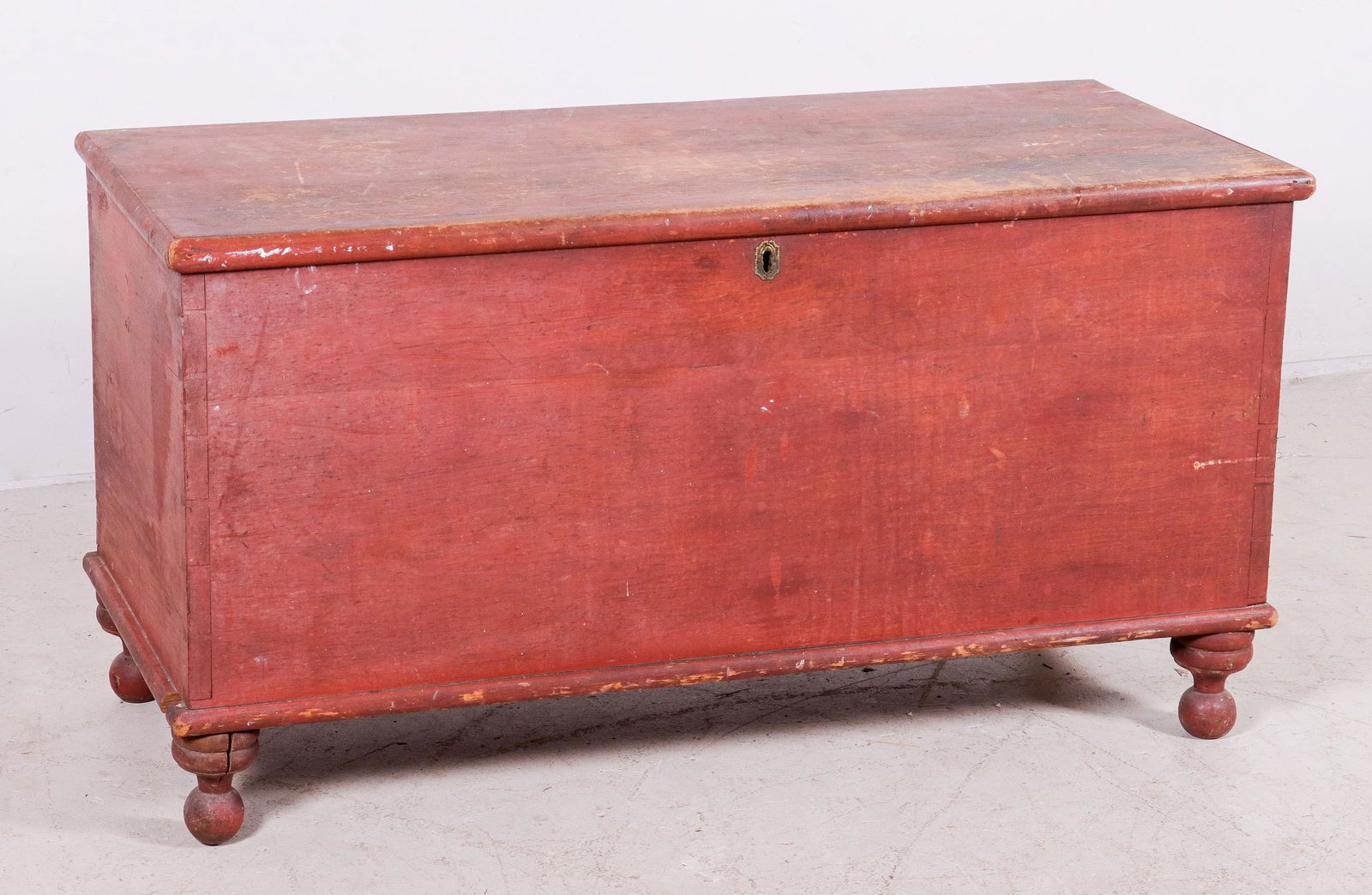 Red painted pine dovetailed blanket chest (1 of 3)
