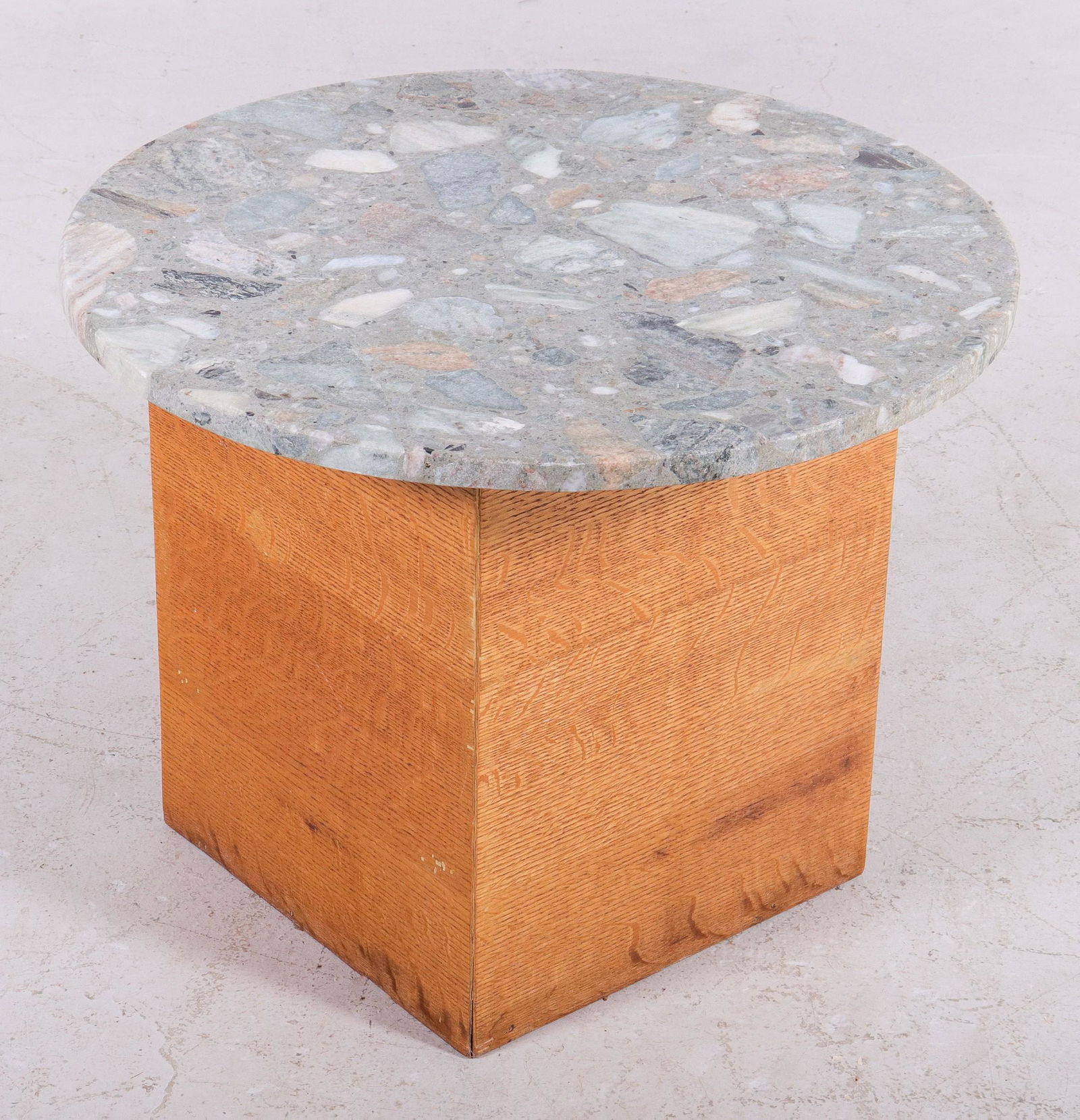 Oak marbletop side table (1 of 2)