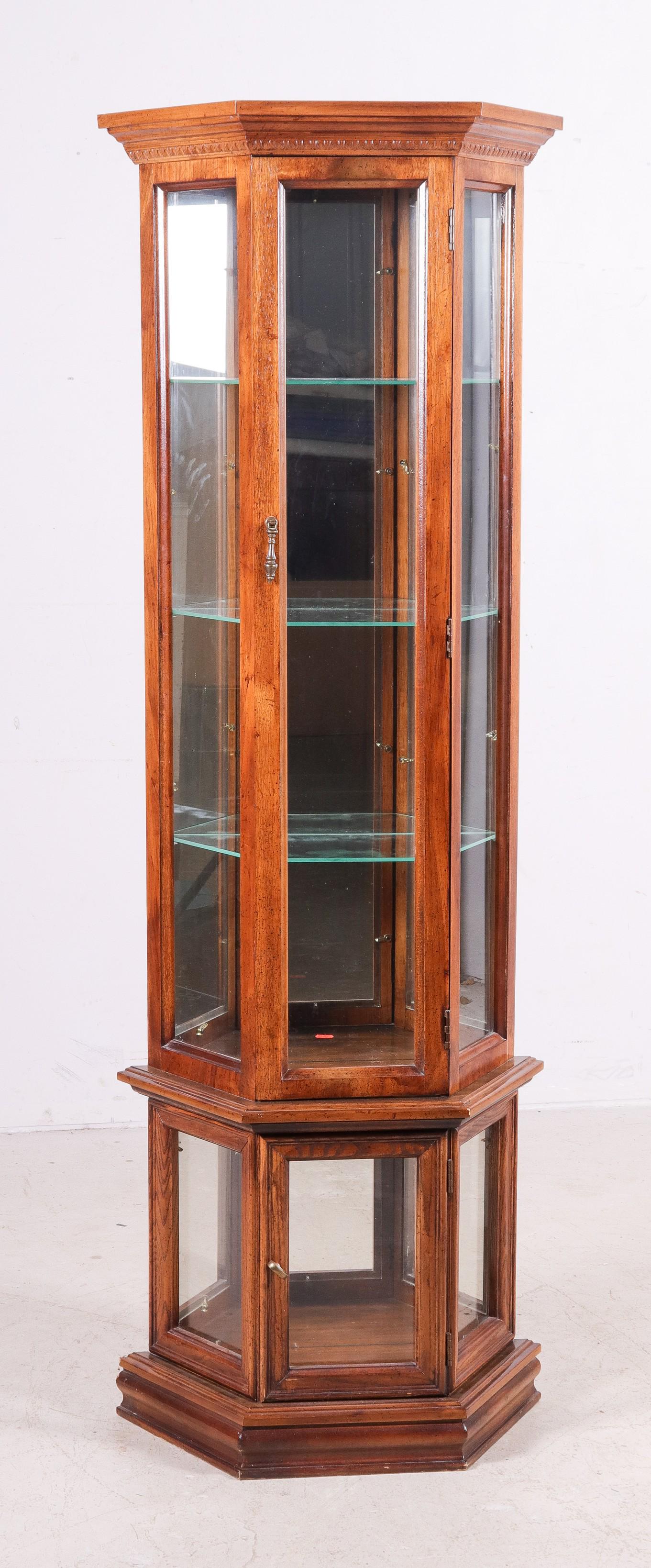 Walnut finished display cabinet (1 of 1)
