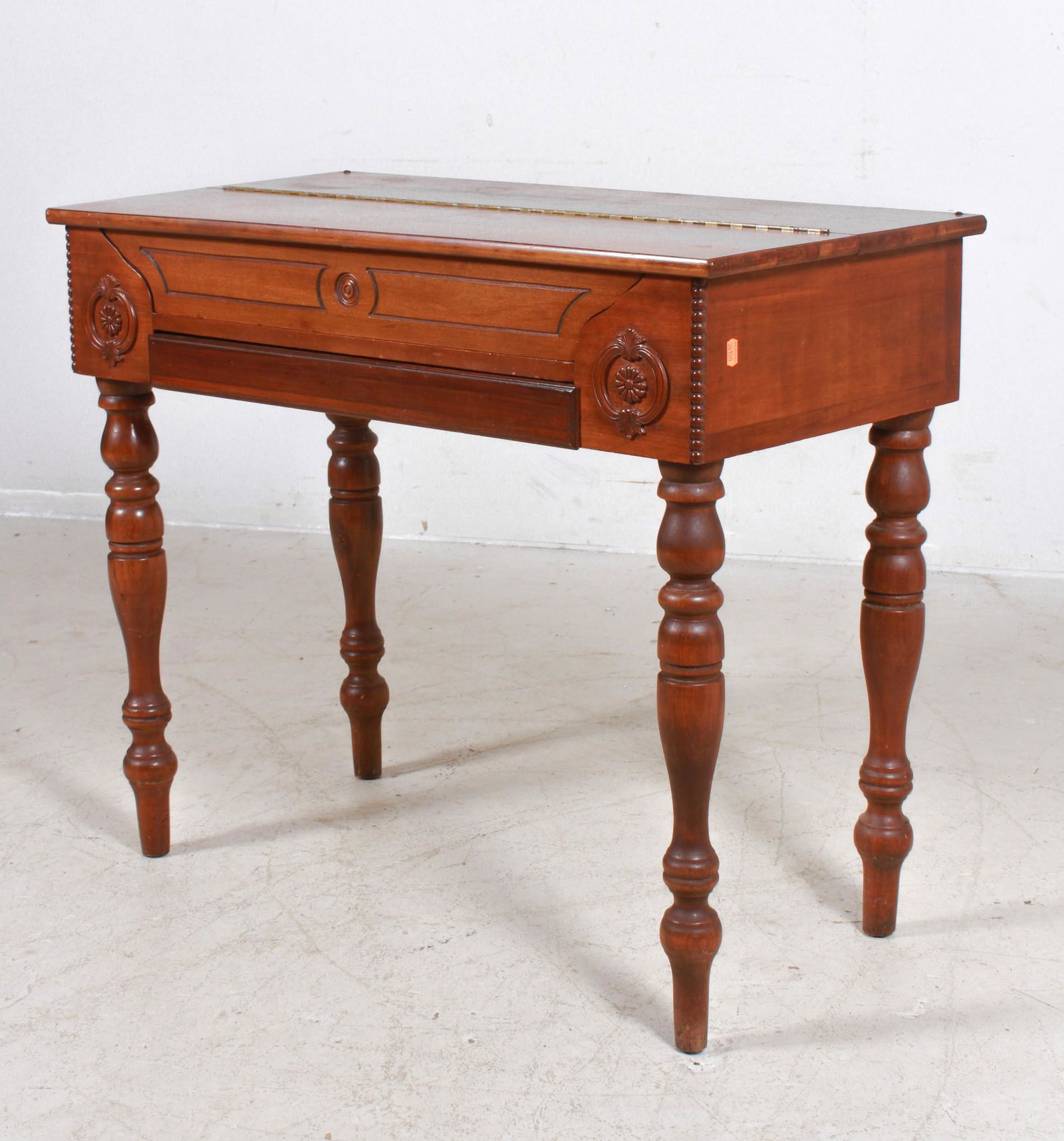 Carved walnut spinet desk (1 of 7)