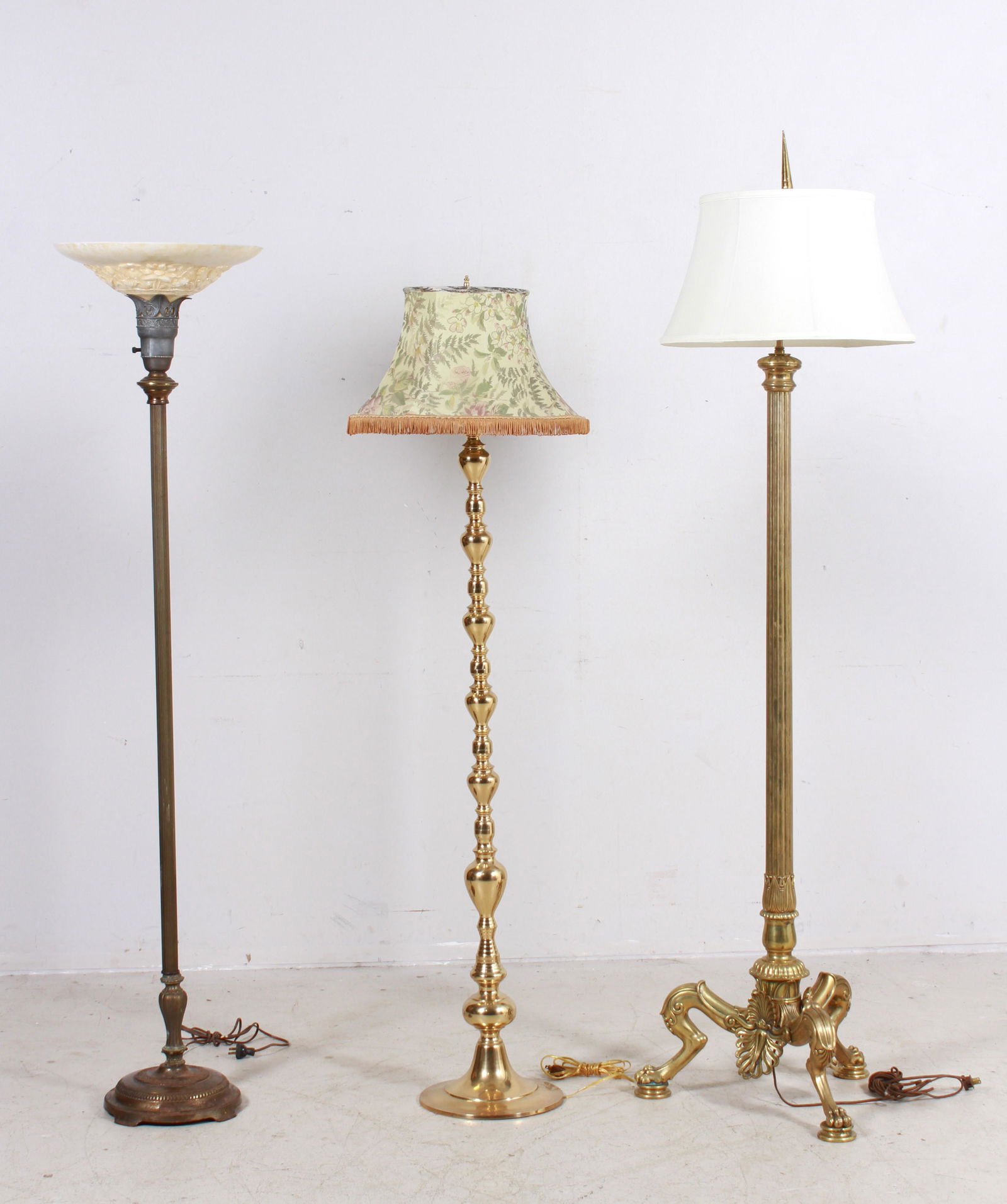 Brass floor lamp, Victorian style torchiere lamp (1 of 2)
