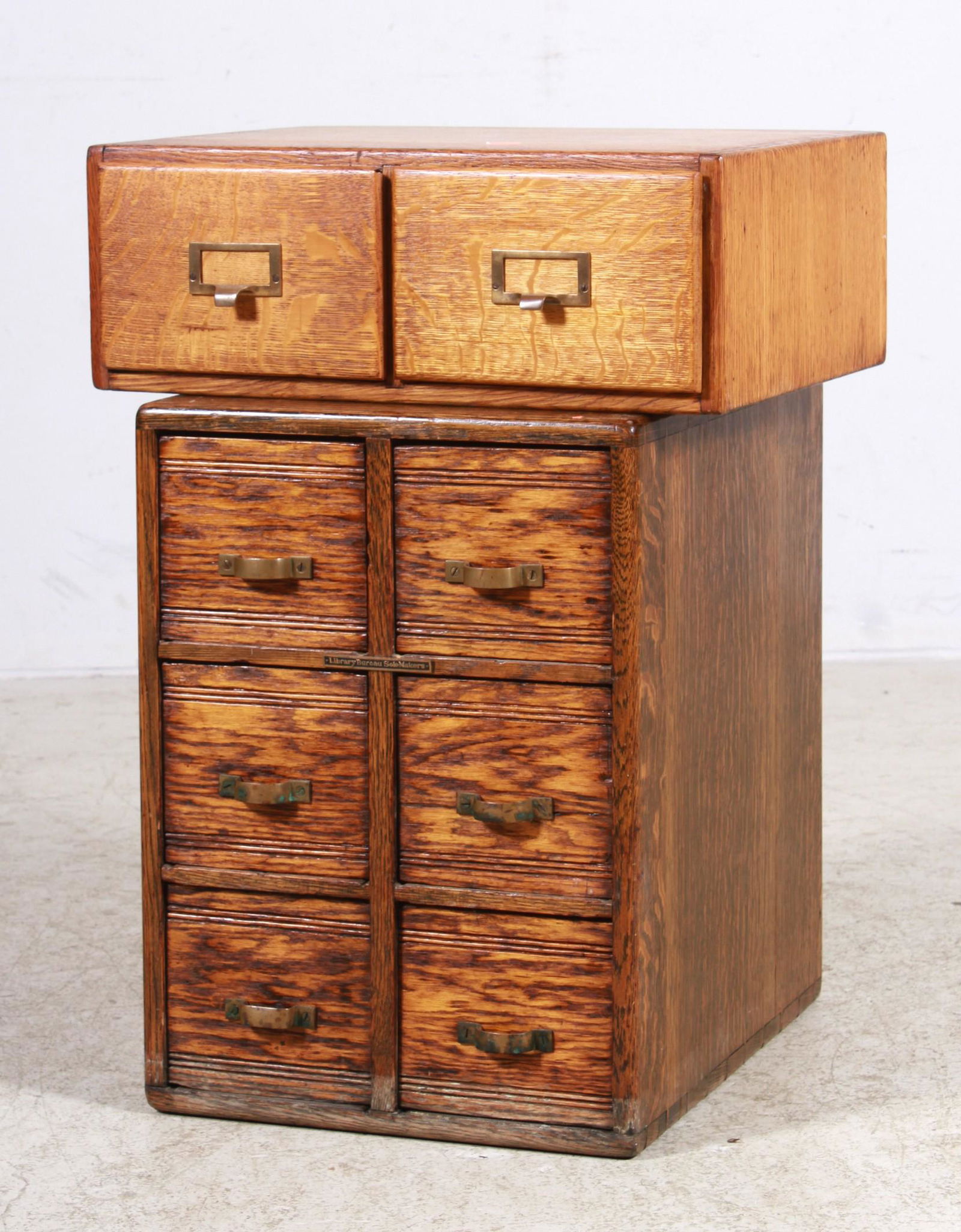 (2) Dovetailed Oak Card Catalogues
