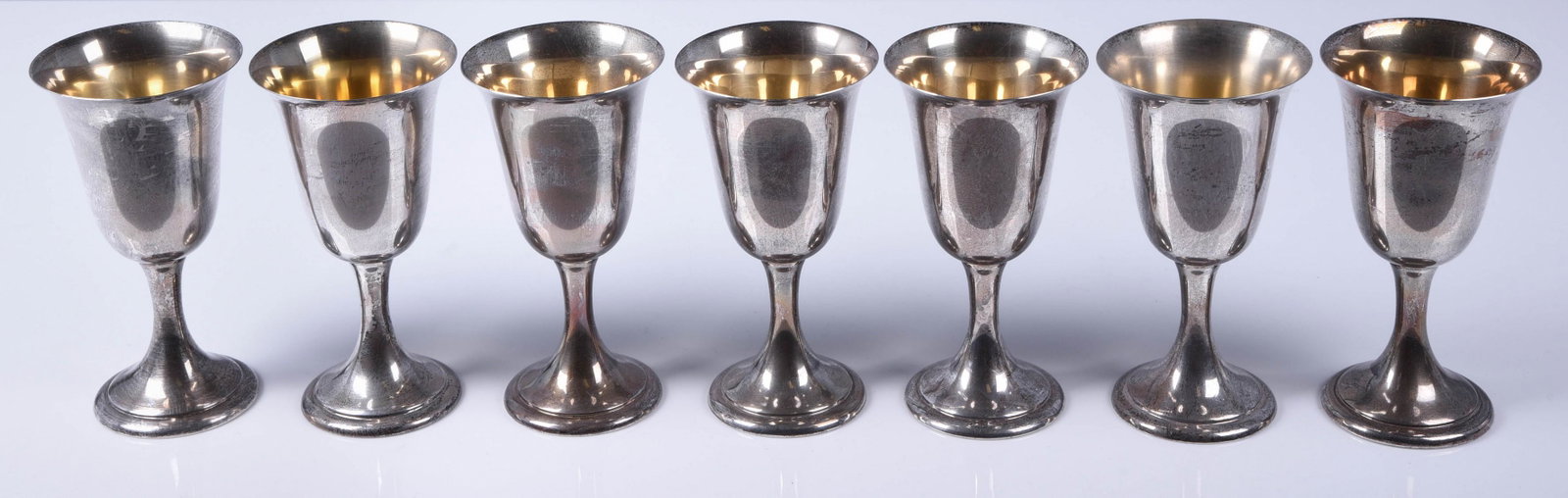 (7) Alvin Sterling Goblets, 26.305 TO: (7) Alvin sterling silver wine goblets, 6-1/2" h, 26.305 TO
