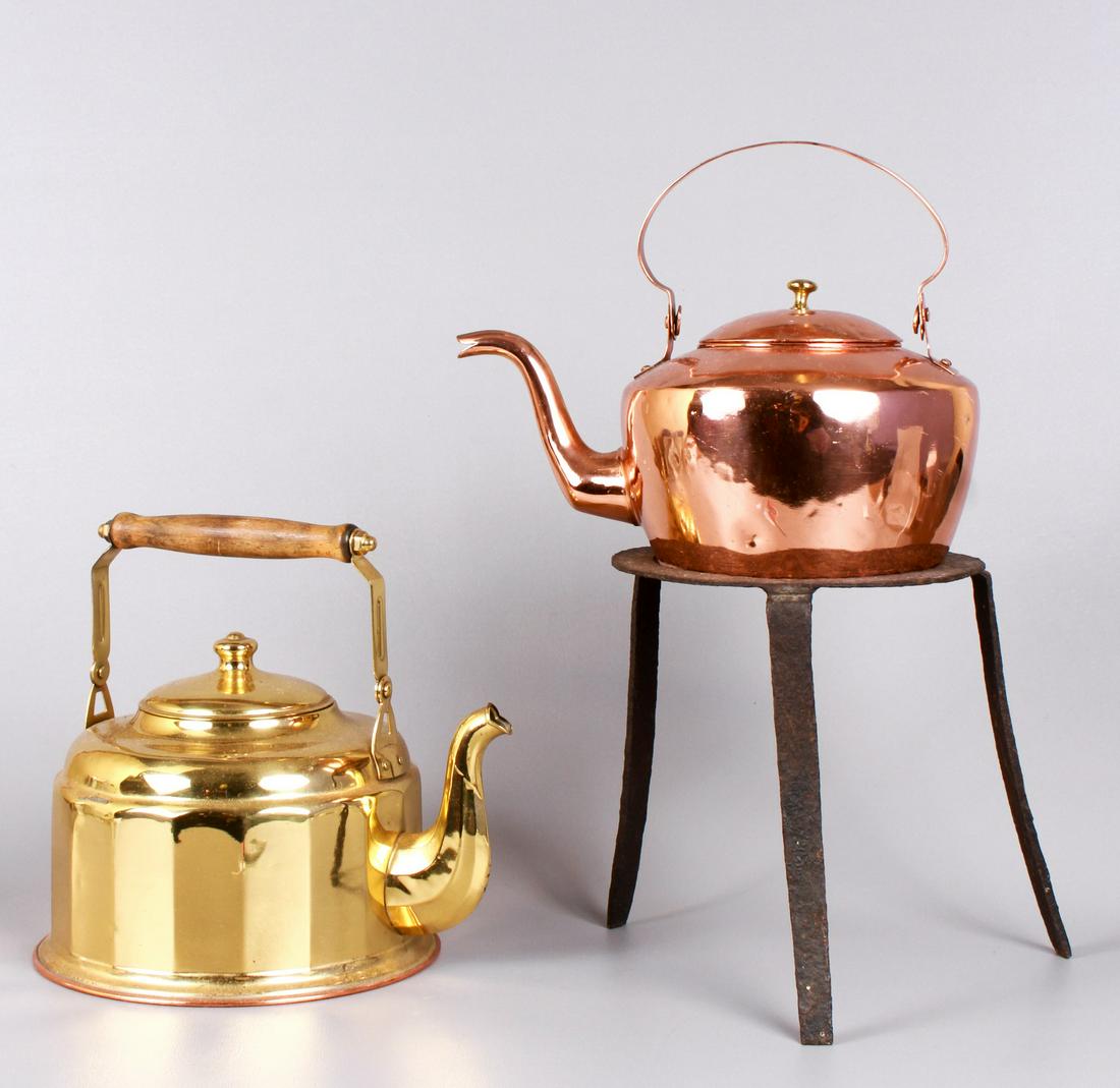 (2) Tea Kettles & Trivet (1 of 2)