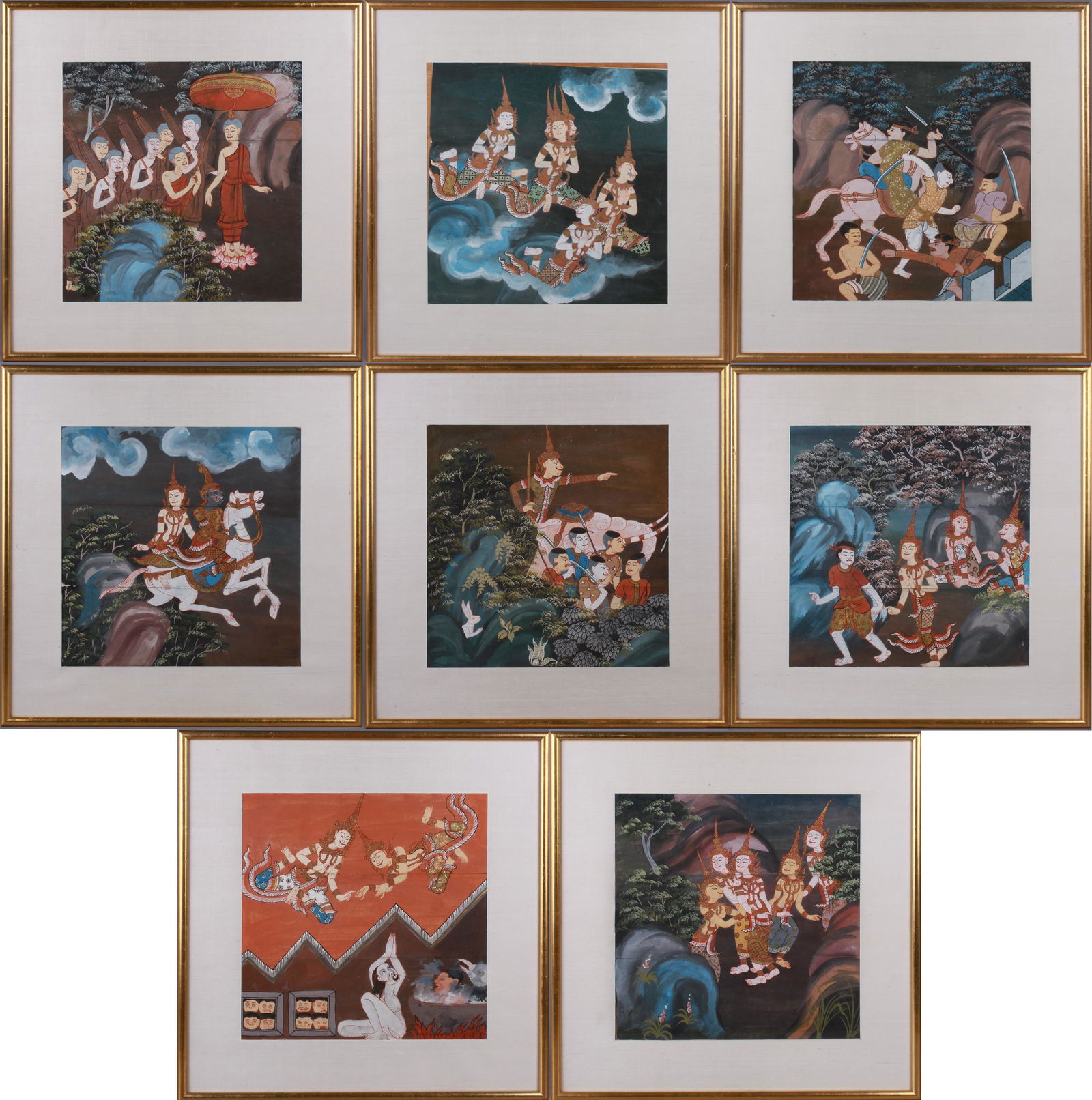 (8) Framed Southeast Asian Paintings (1 of 9)