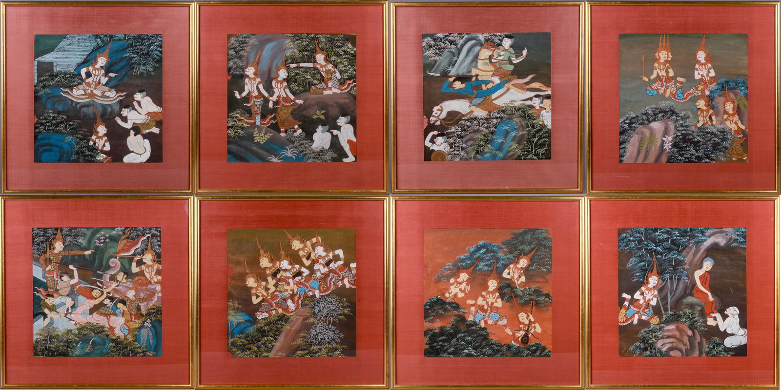 (8) Framed Southeast Asian Paintings (1 of 9)