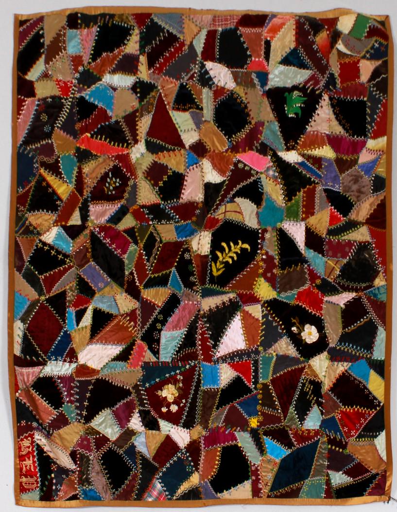 1920's Velvet Embroidered Crazy Quilt (1 of 5)
