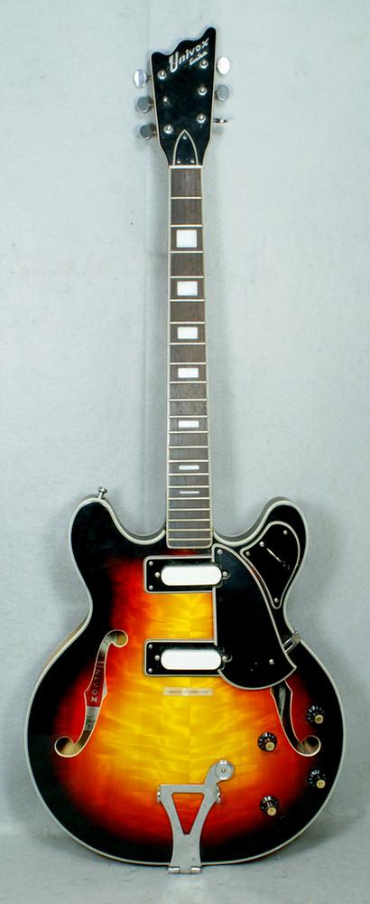 Vintage Univox Custom six-string electric guitar,: Vintage Univox Custom six-string electric guitar, serial number 2135599, approx 41" l, with case