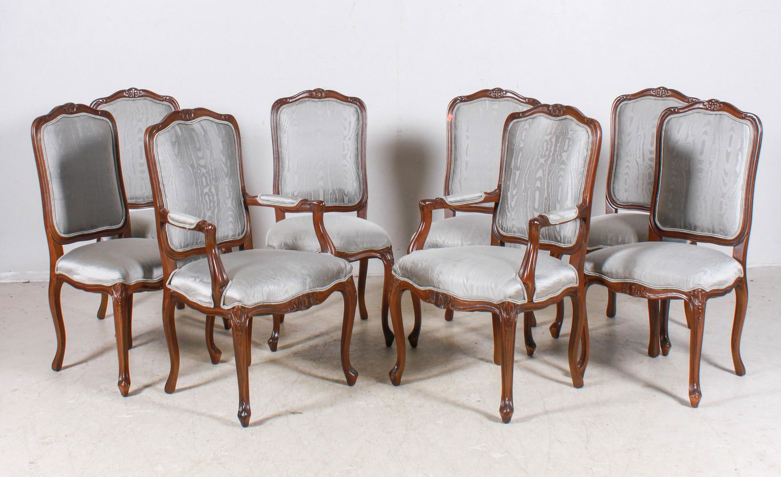 (8) French style walnut carved dining chairs (1 of 4)