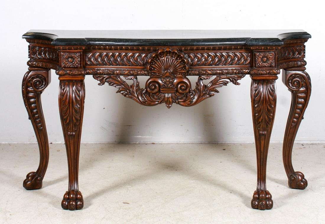 Carved Georgian Style Mahogany Finished Credenza (1 of 3)