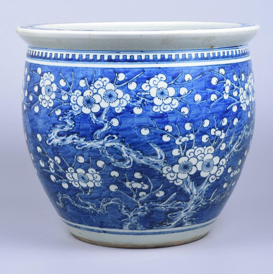 Chinese Blue and White Fishbowl Planter (1 of 3)