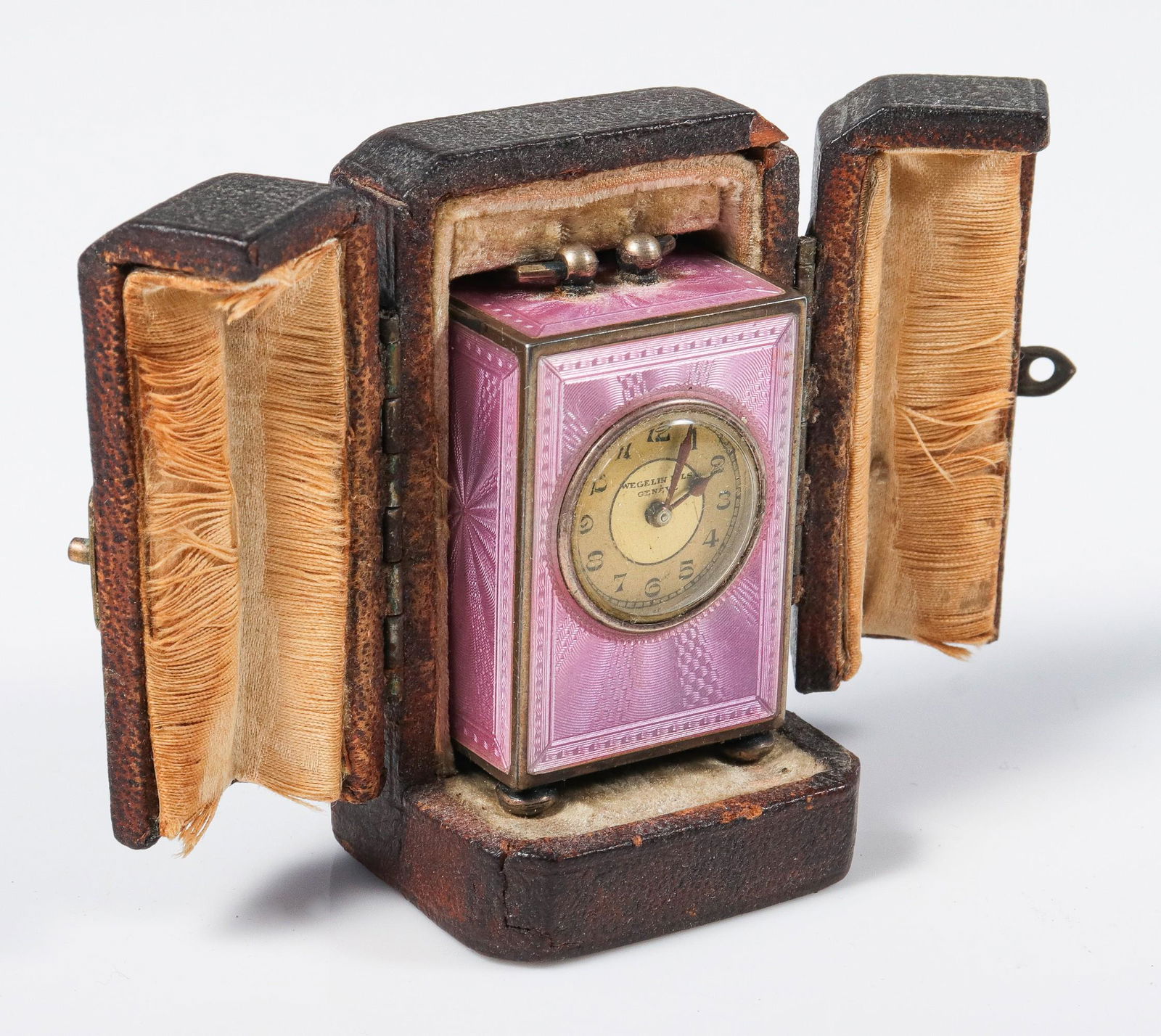 Swiss Sterling and Guilloche Miniature Carriage Clock (1 of 3)