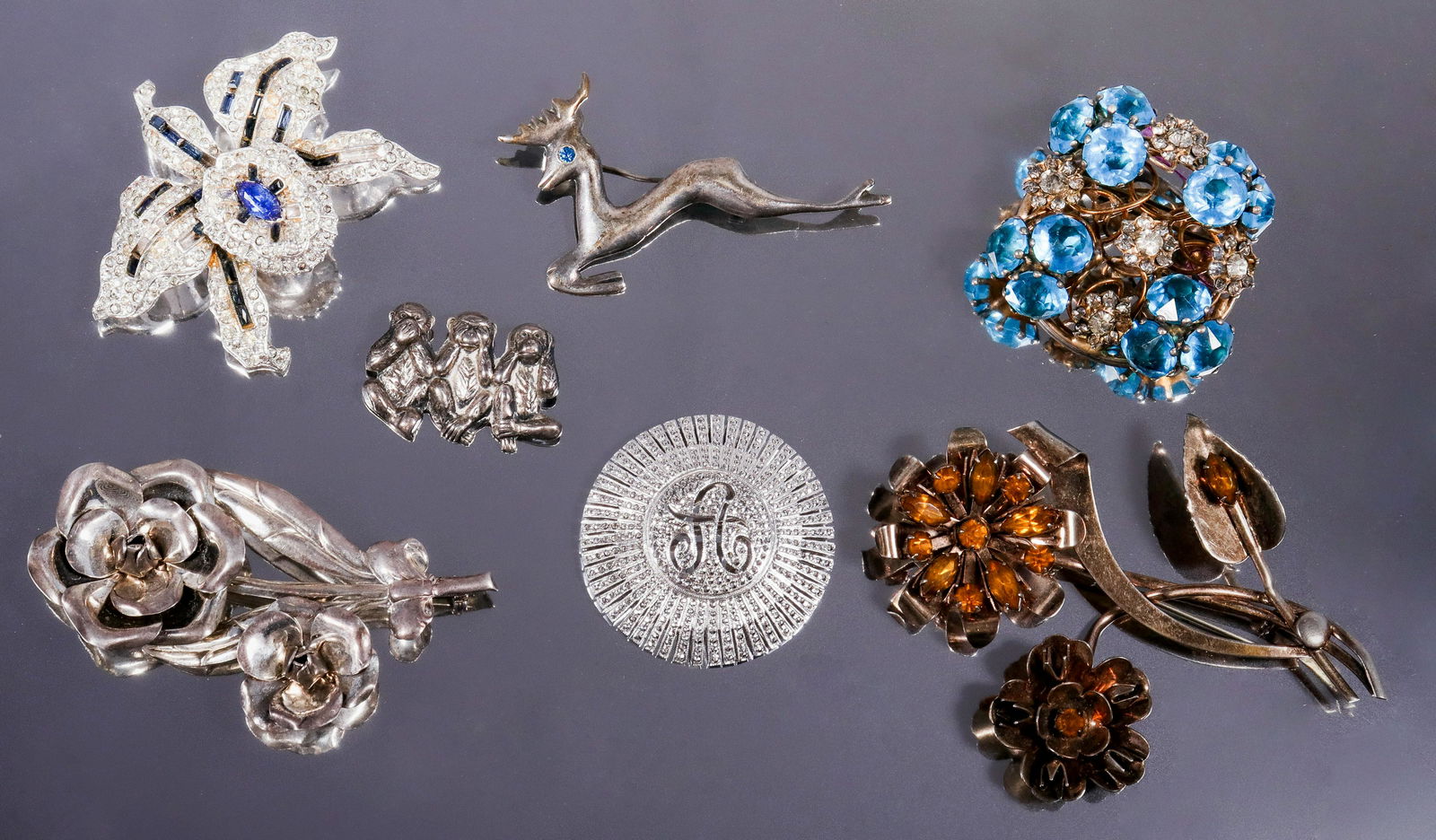 (7) Silver Retro Brooches (1 of 4)