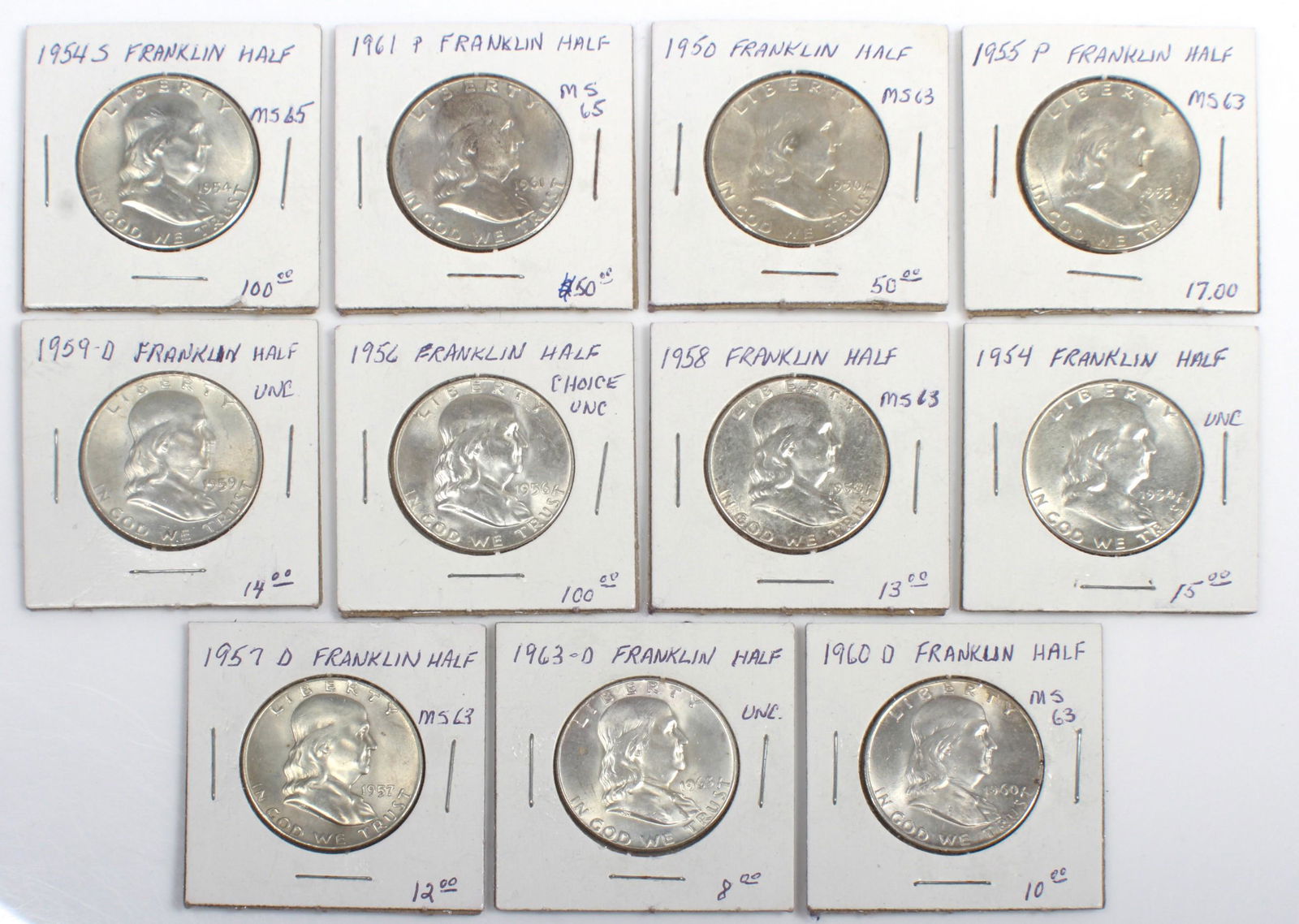 $5.50 Face Franklin Halves, Most Unc (1 of 6)