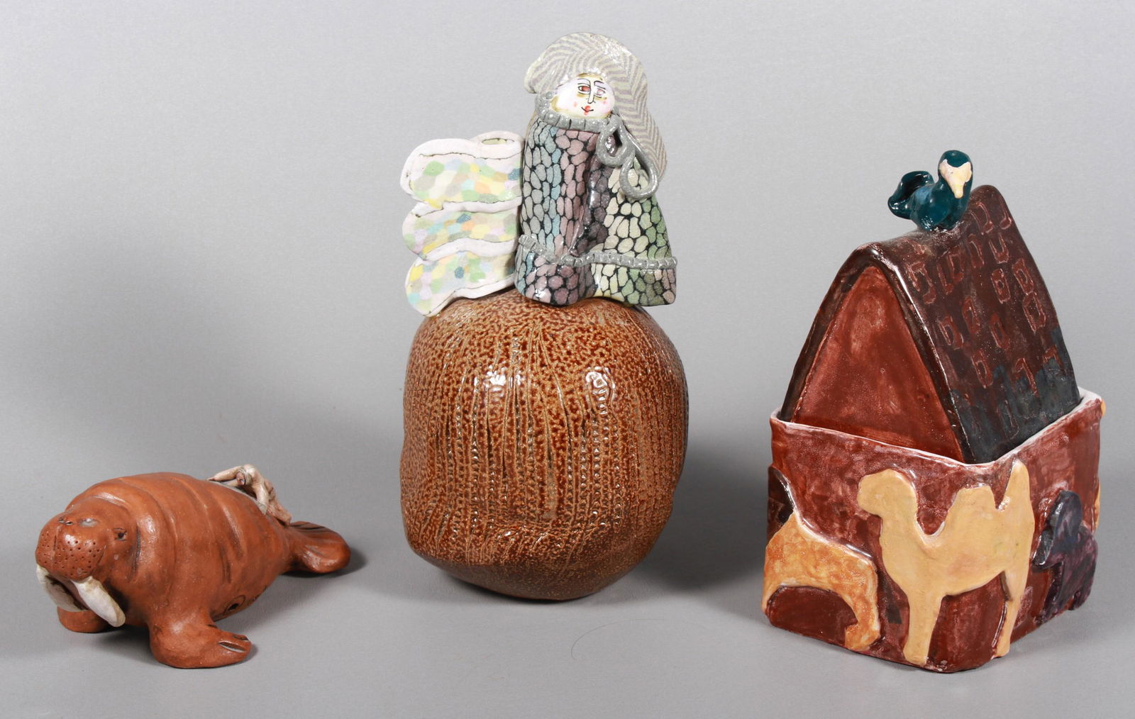 (3) Art Pottery Vase, Jar and Sculpture (1 of 4)