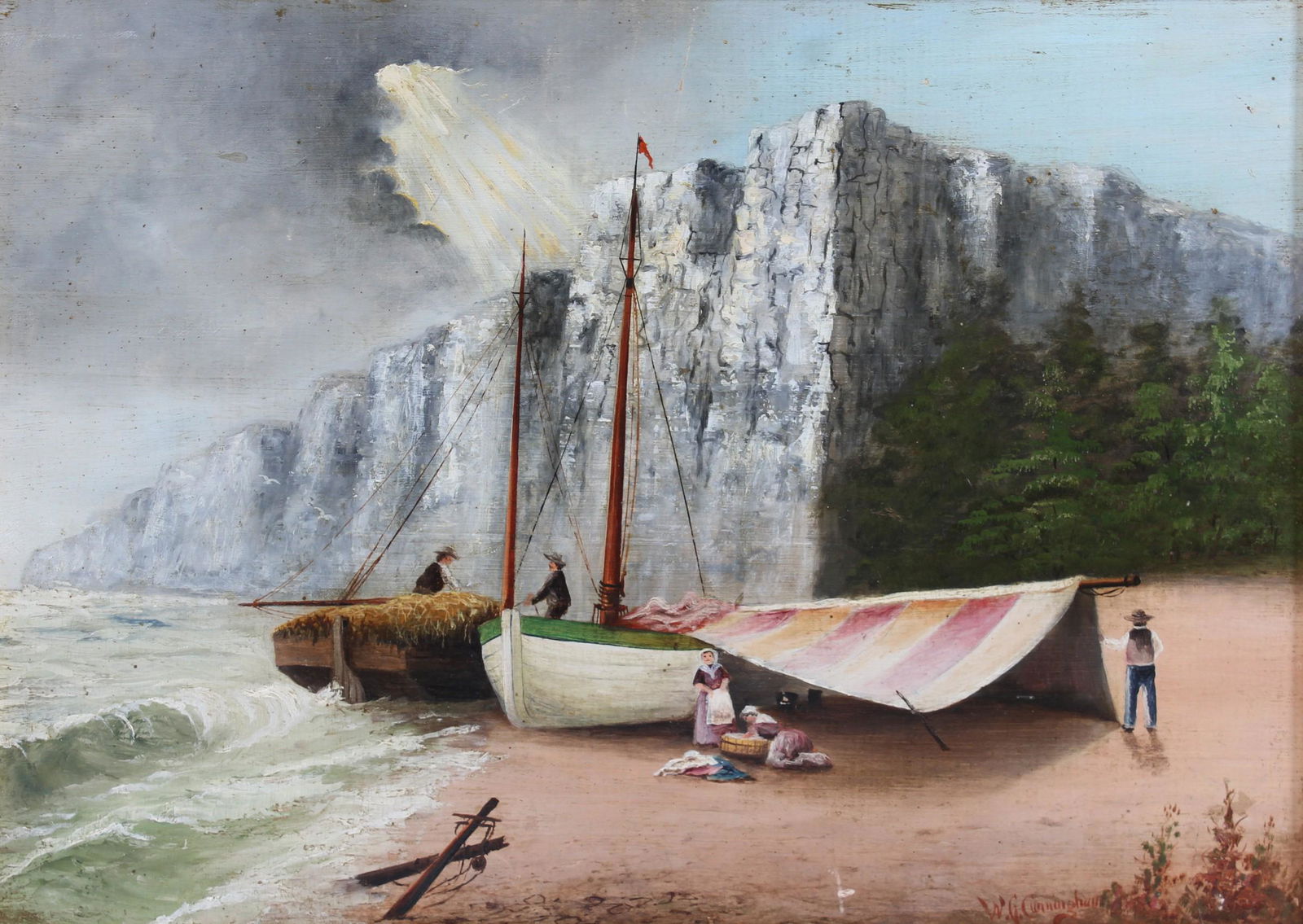 W G Cunningham Coastal Scene Painting (1 of 4)