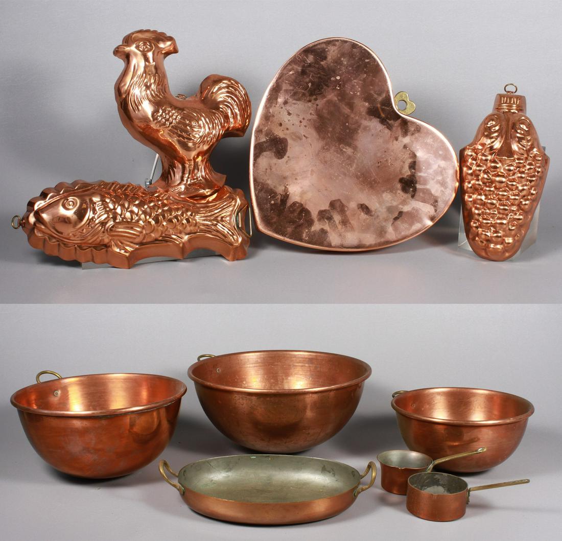 Copper Bowls, Pans and Mold Grouping (1 of 5)