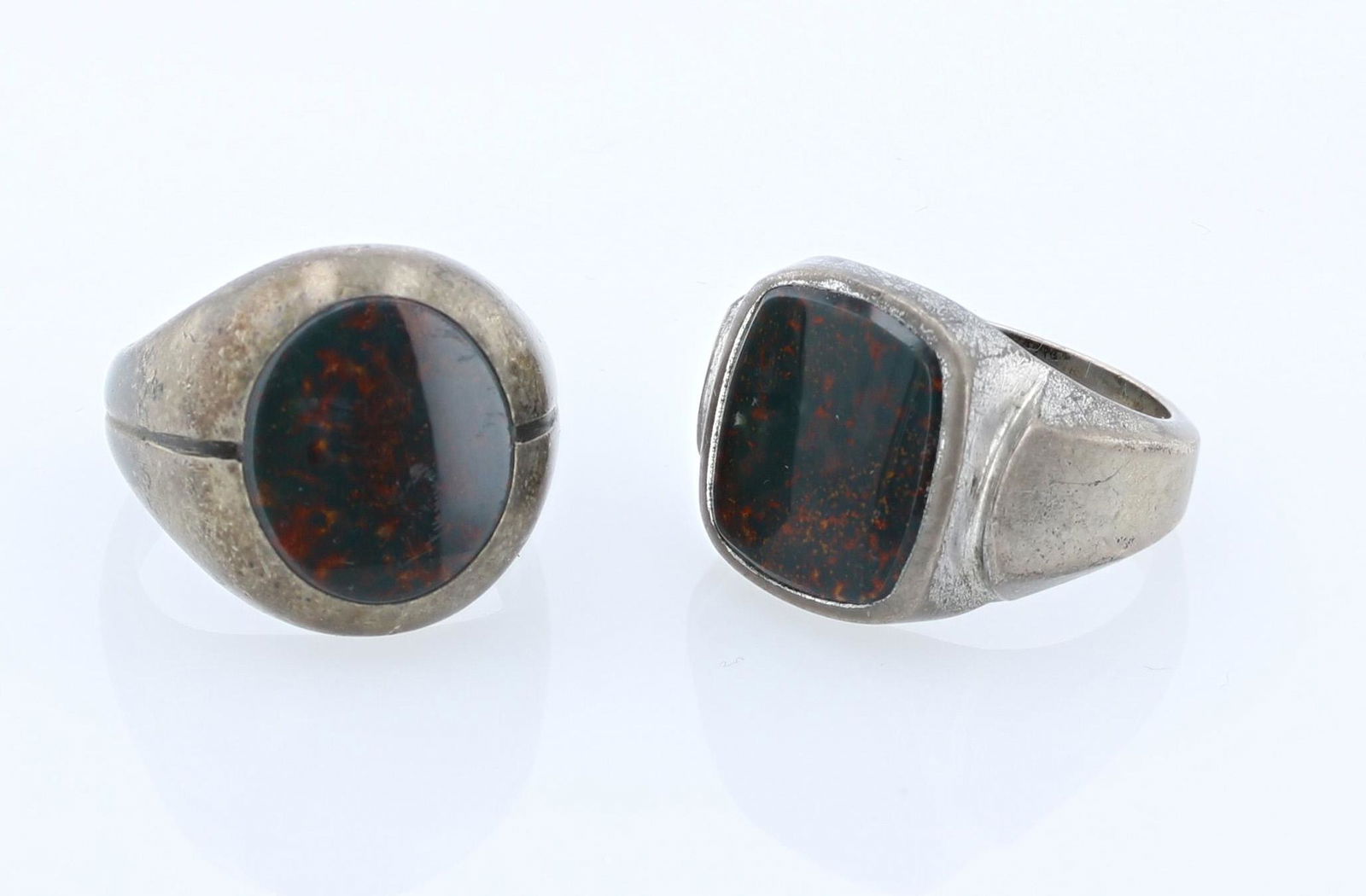 (2) Sterling Silver Bloodstone Men's Signet Rings (1 of 3)