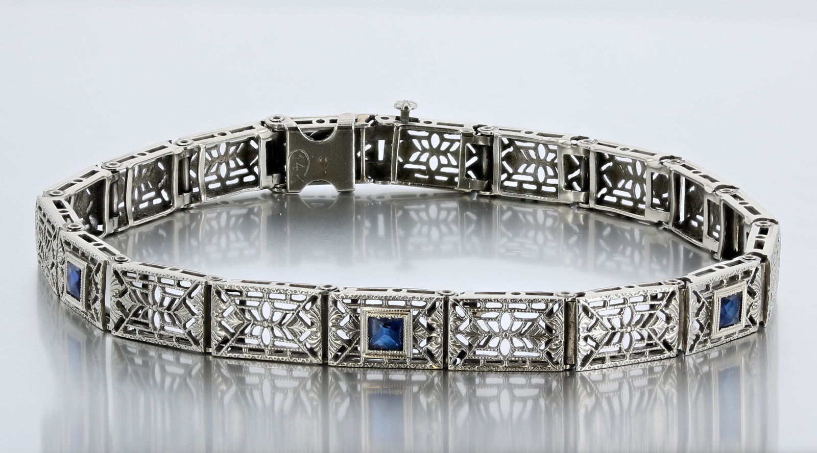 Art Deco Sapphire Bracelet 14K WG (1 of 4)