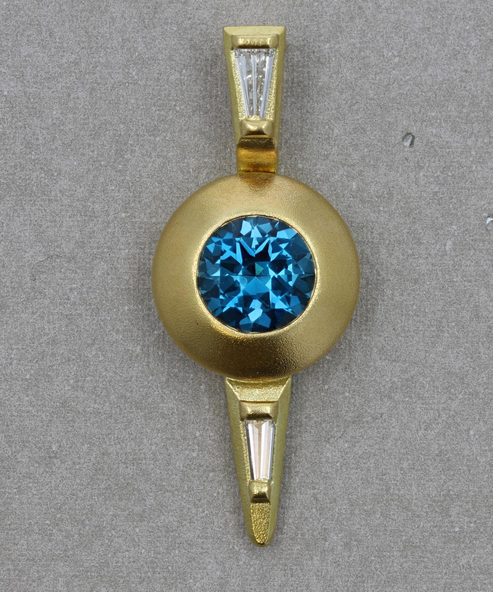 18K YG Modern Gemstone and Diamond Pendant (1 of 3)