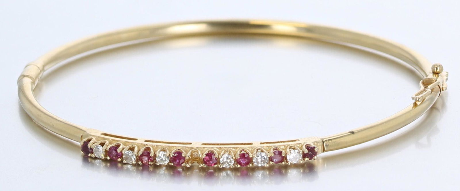 14K YG Diamond and Ruby Bangle Bracelet (1 of 2)