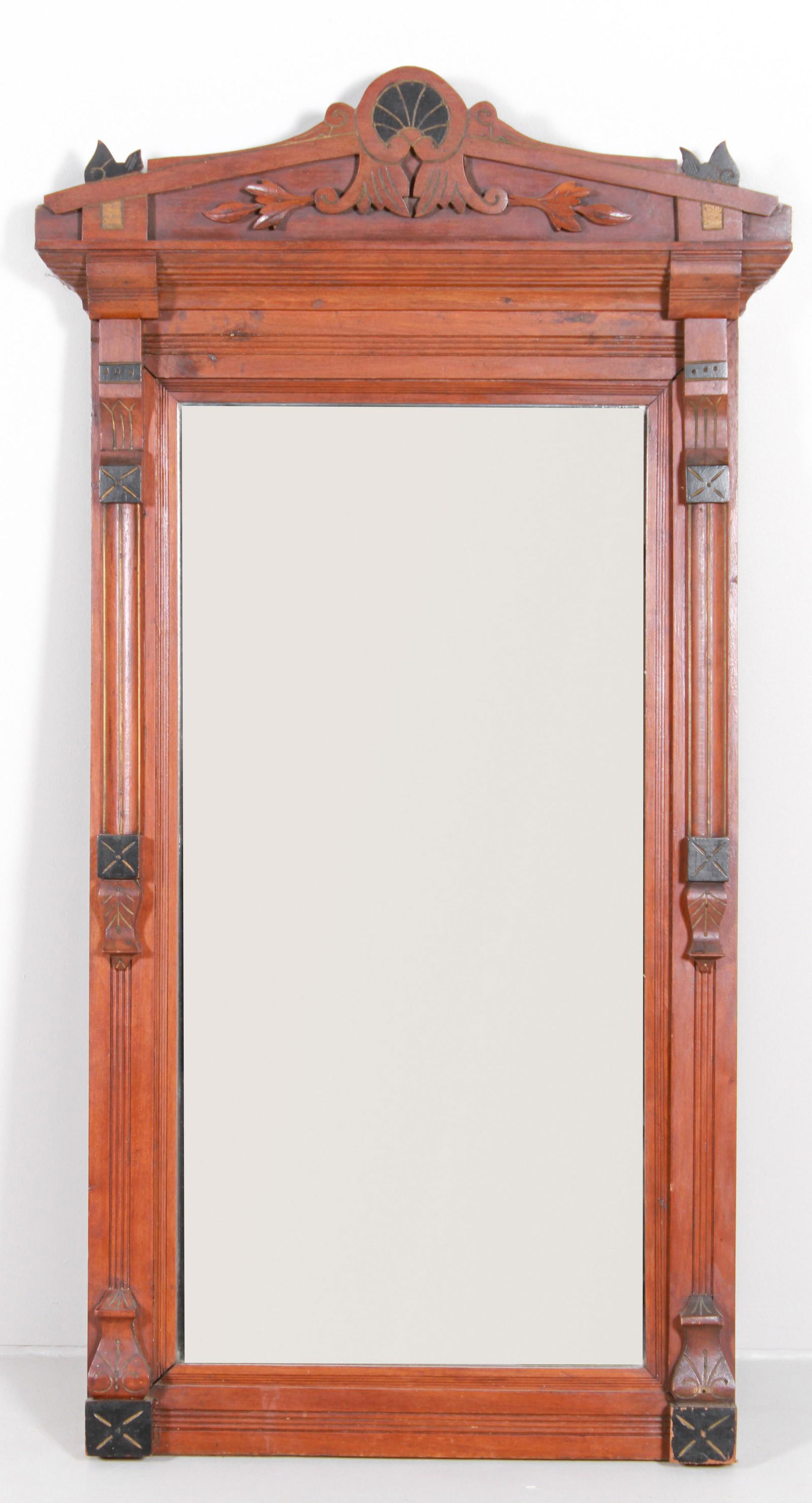 Victorian Eastlake carved walnut hanging mirror (1 of 2)