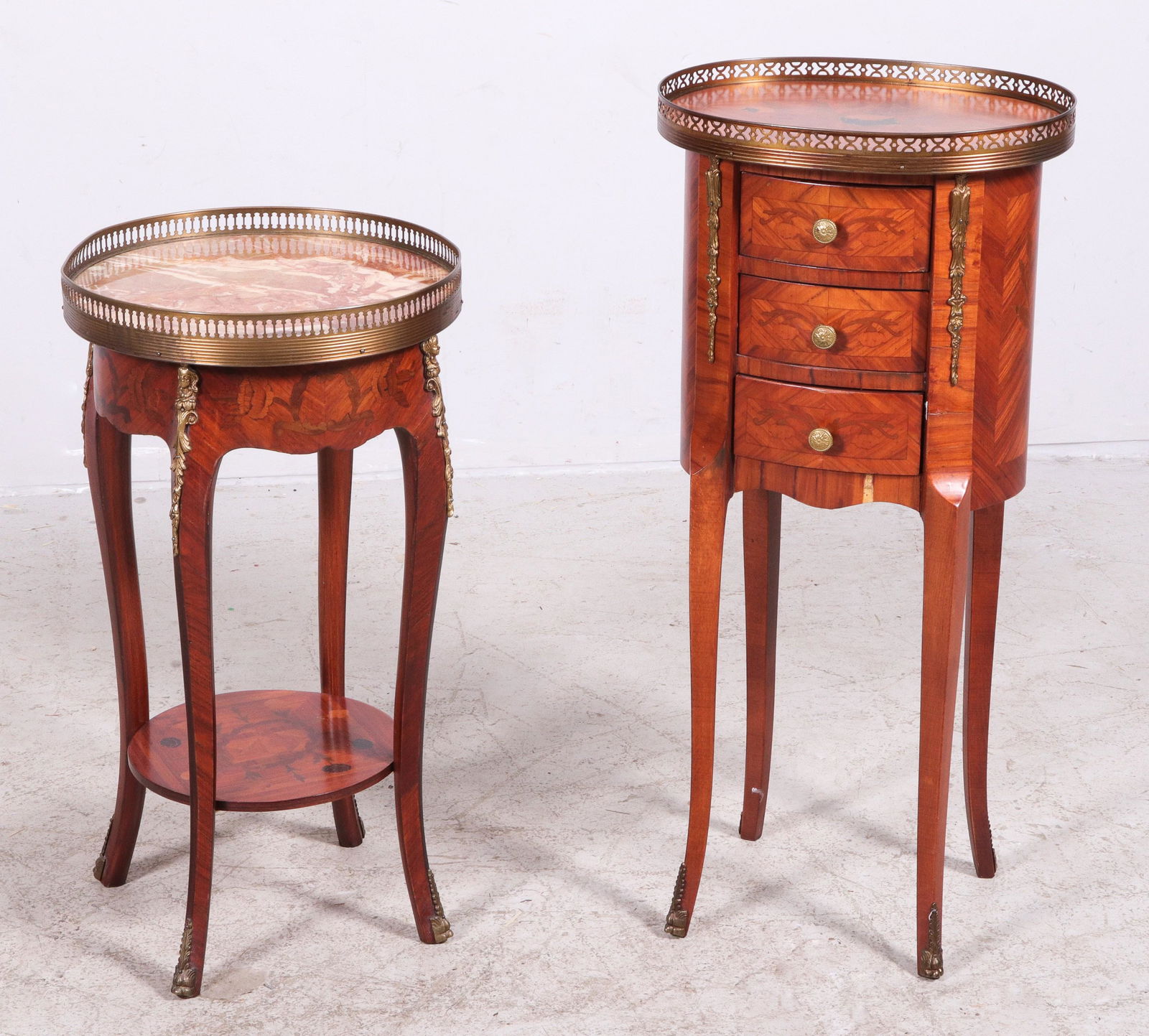 (2) French style inlaid stands (1 of 4)