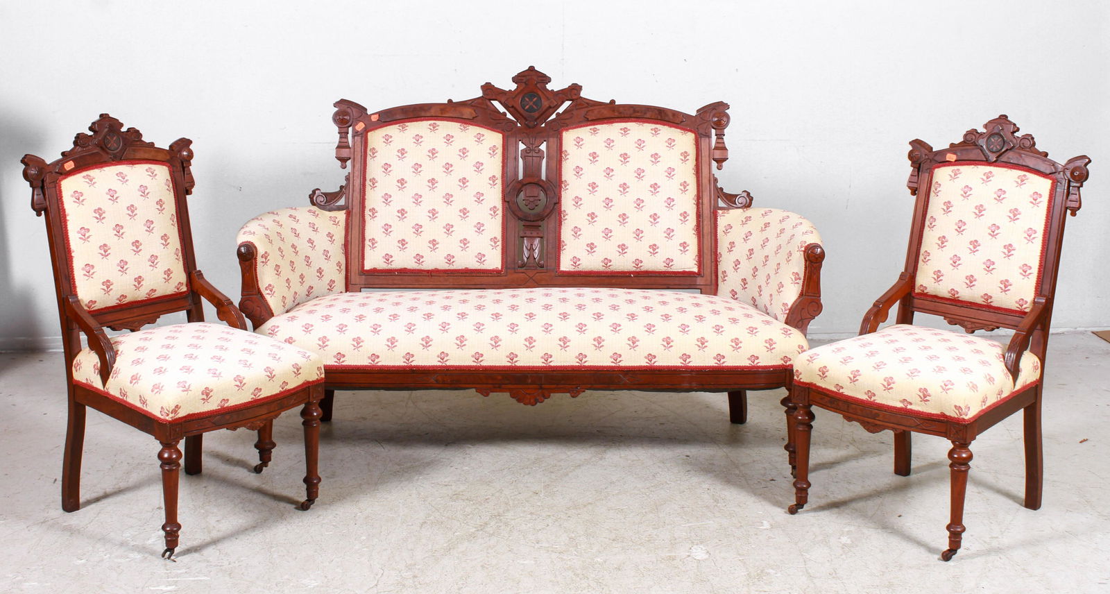 (3) Pc Victorian carved walnut parlor set (1 of 4)