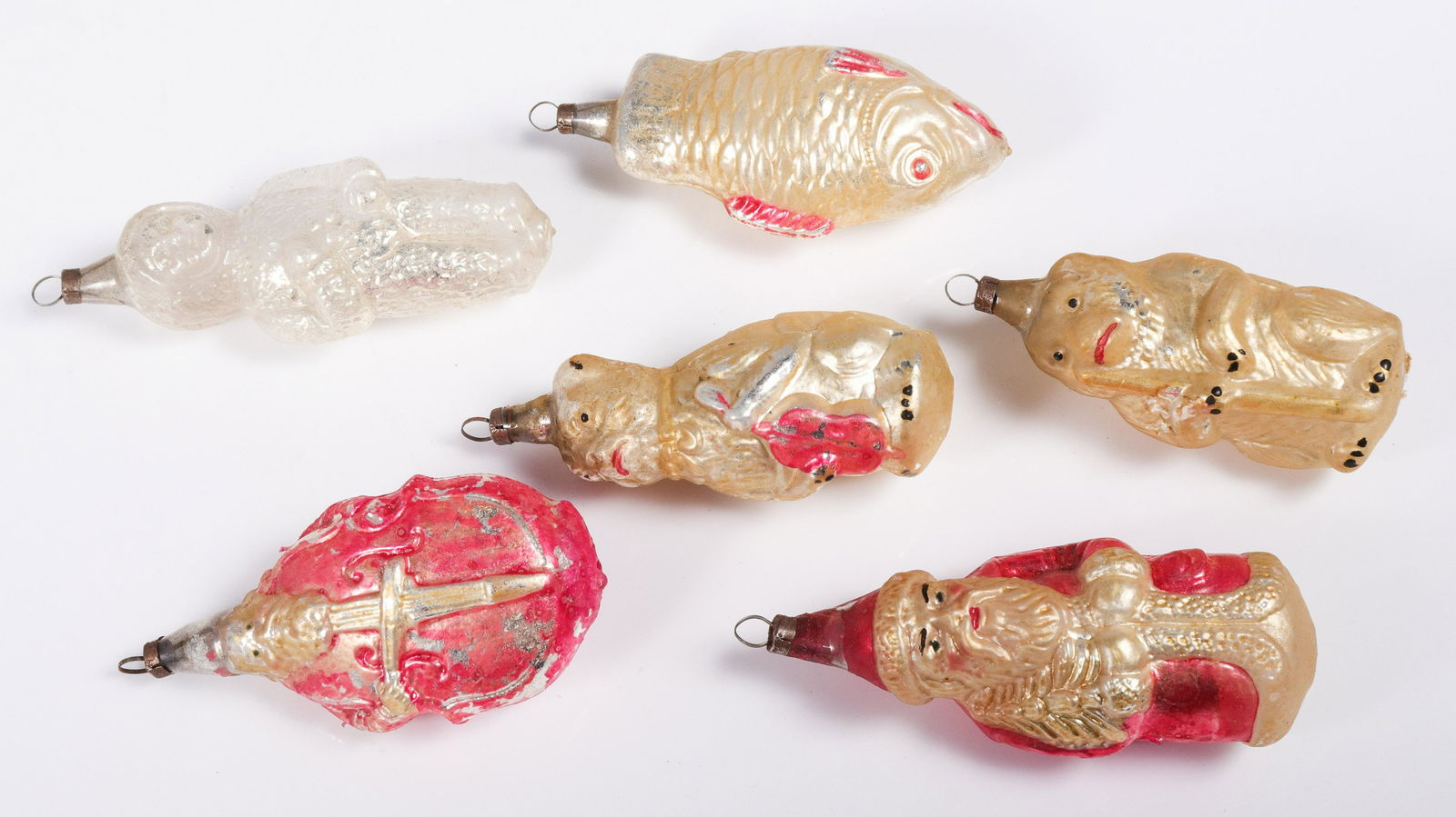 (6) German Blown Glass Figural Christmas Ornaments (1 of 2)