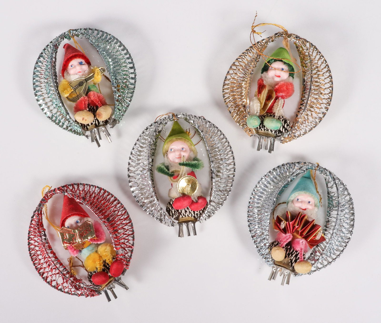 (5) Vintage Elf Musician Christmas Ornaments (1 of 3)