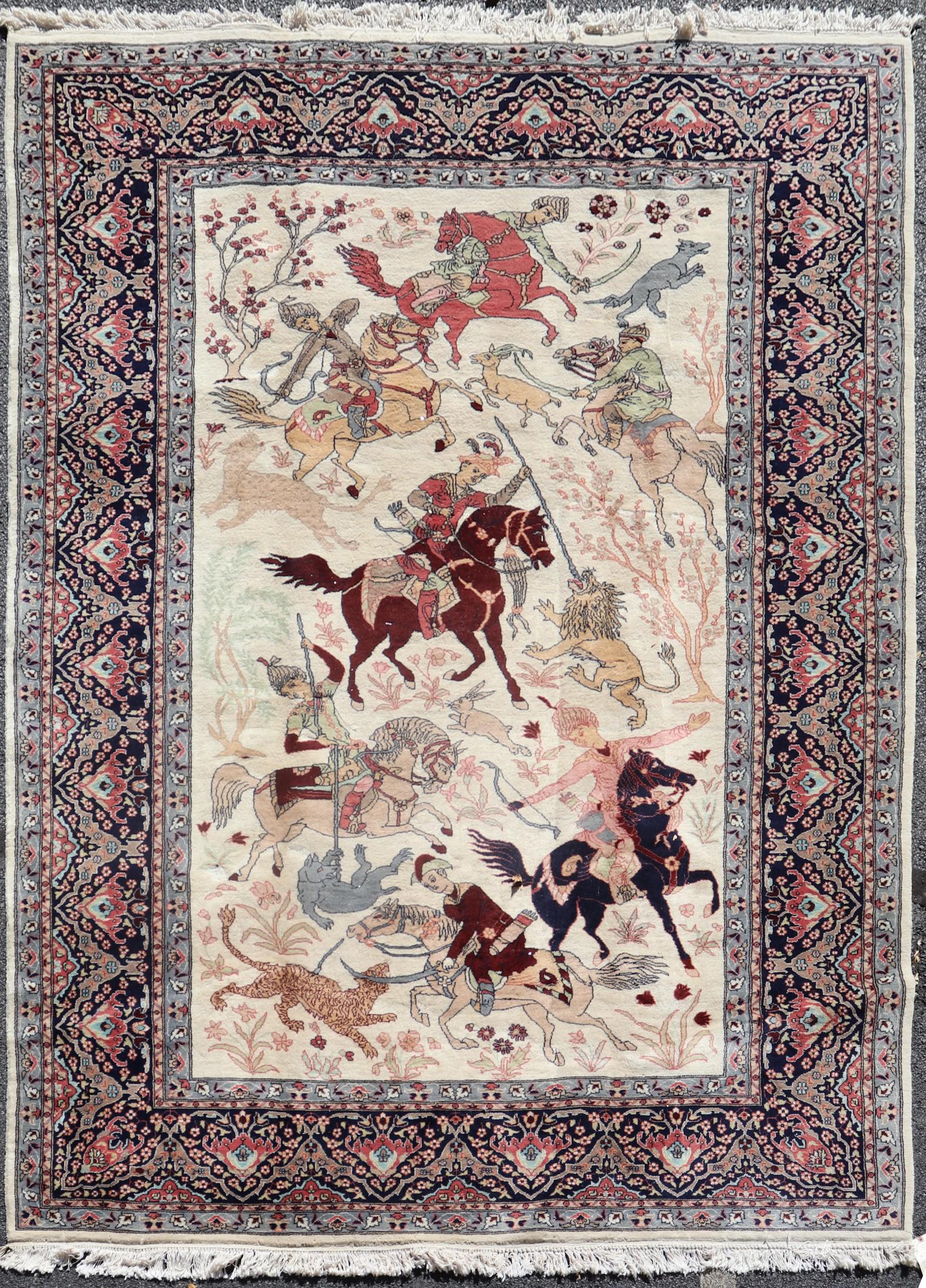 8'1" X 11'9" Pak-Persian Hunt Scene Rug (1 of 12)